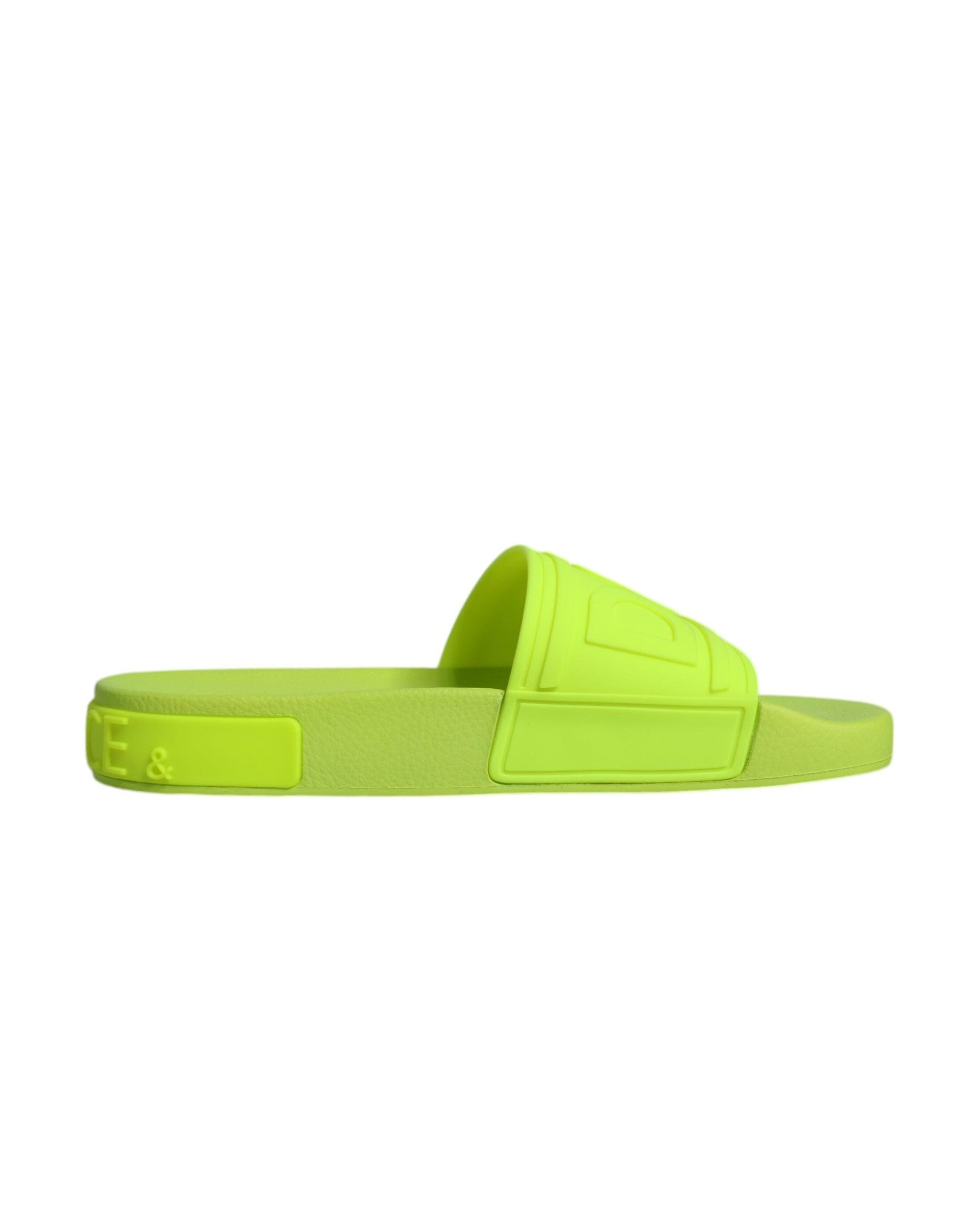 Dolce & Gabbana Green Rubber Slides Sandals Beachwear Shoes Glam Steals