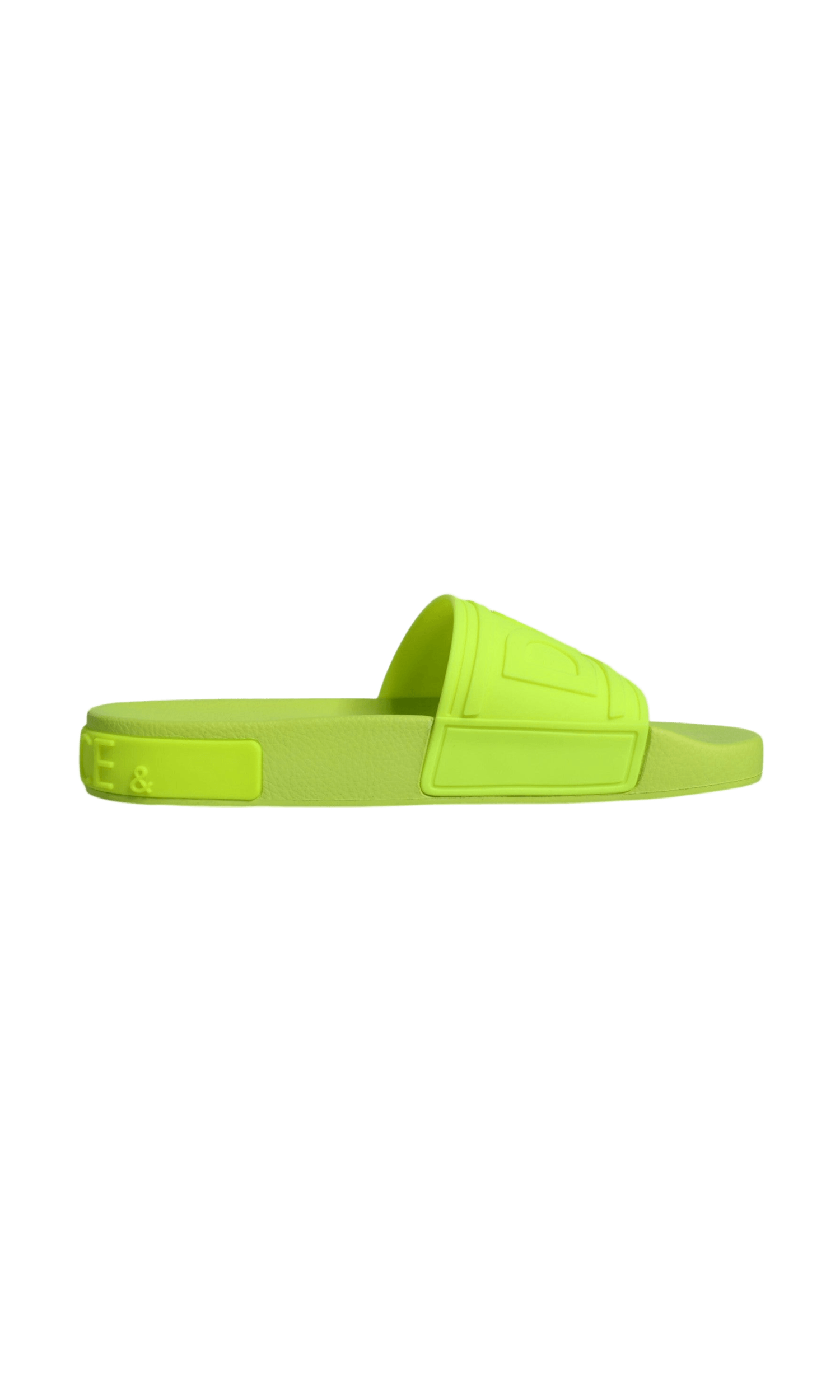 Dolce & Gabbana Green Rubber Slides Sandals Beachwear Shoes Glam Steals