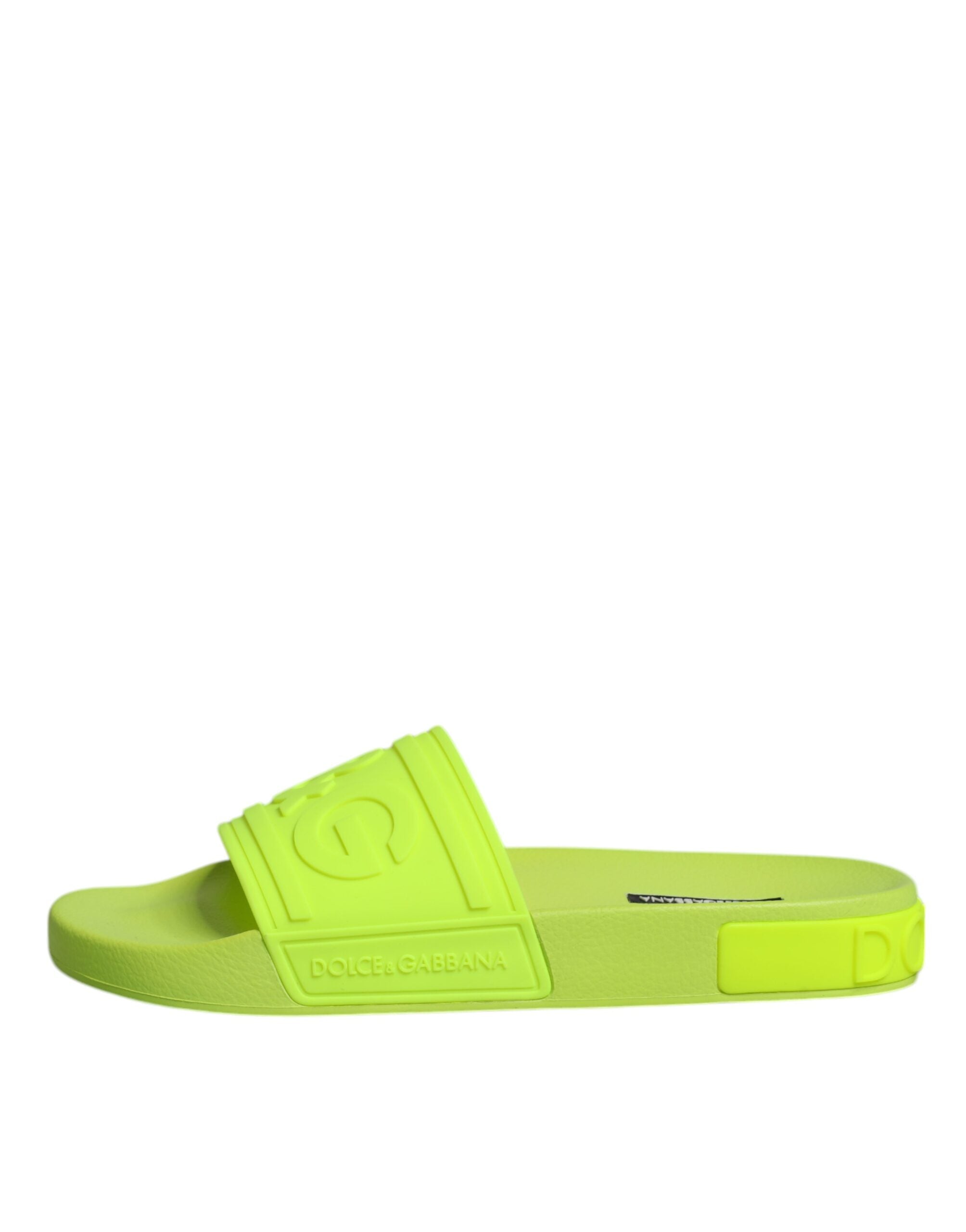 Dolce & Gabbana Green Rubber Slides Sandals Beachwear Shoes Glam Steals