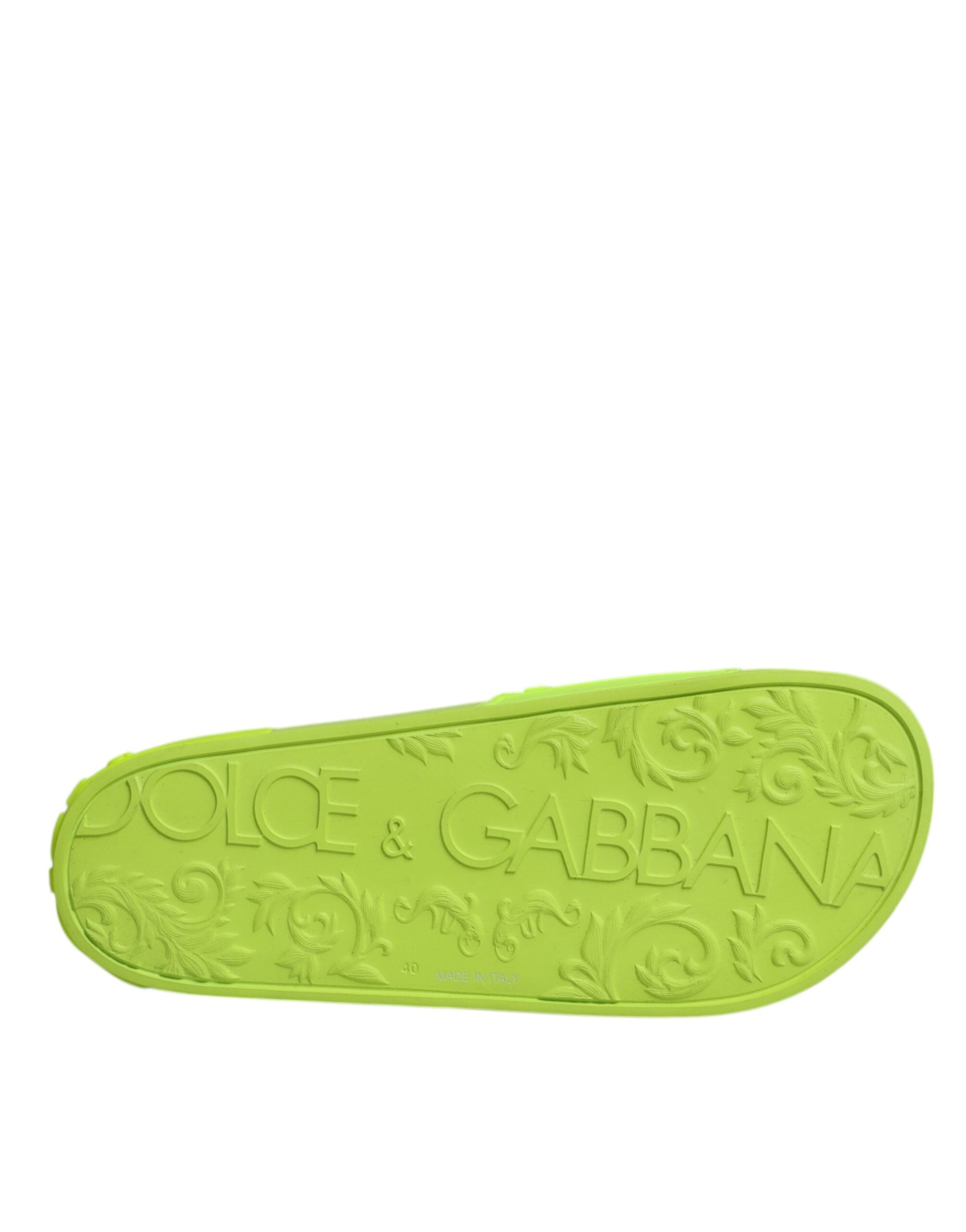 Dolce & Gabbana Green Rubber Slides Sandals Beachwear Shoes Glam Steals