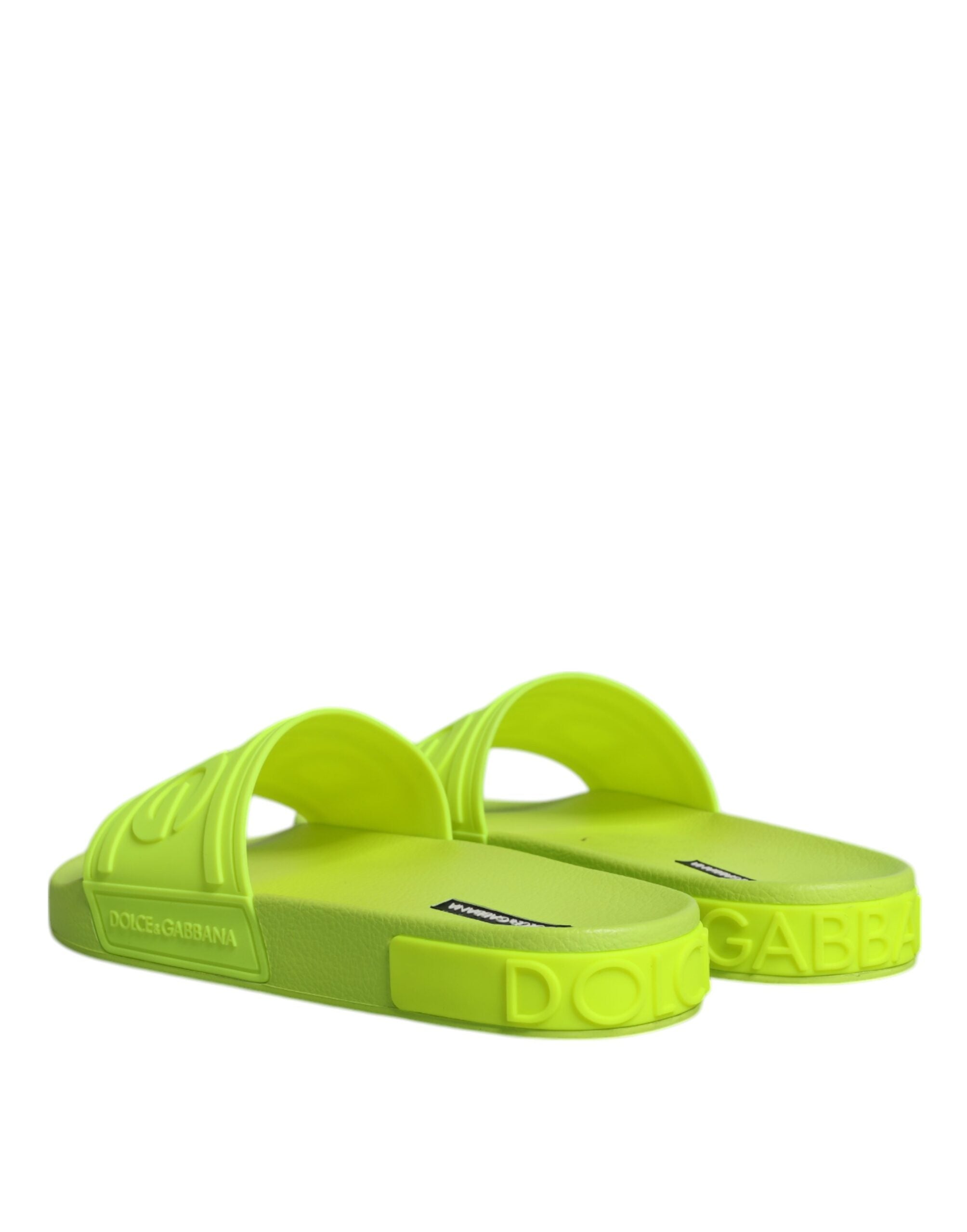 Dolce & Gabbana Green Rubber Slides Sandals Beachwear Shoes Glam Steals