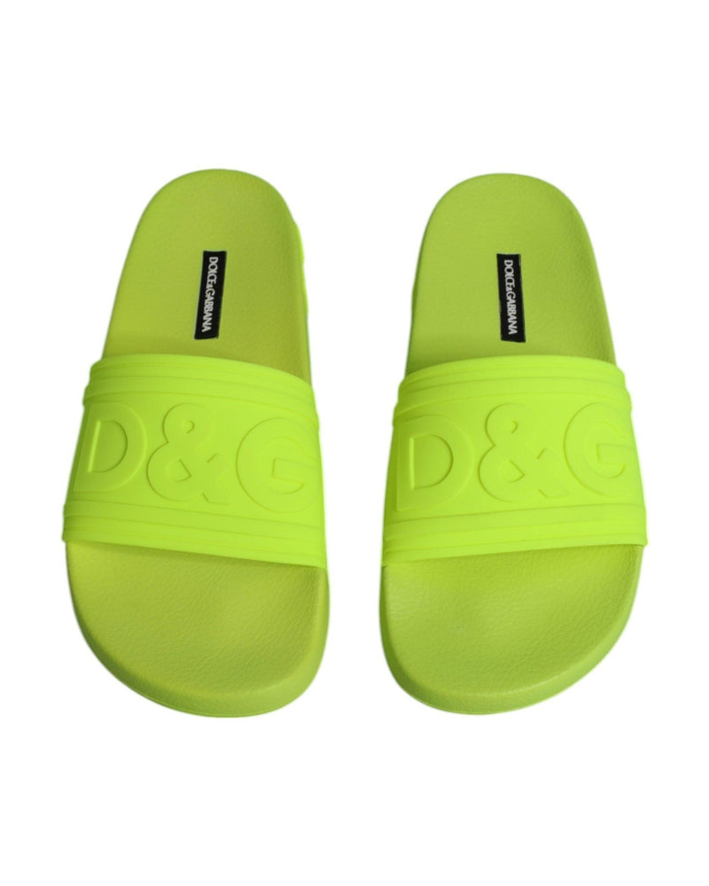 Dolce & Gabbana Green Rubber Slides Sandals Beachwear Shoes Glam Steals