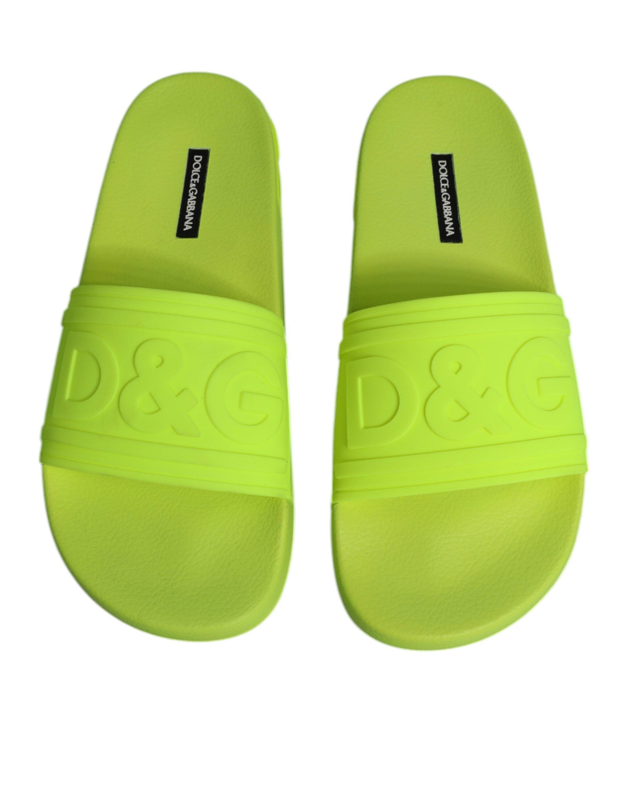 Dolce & Gabbana Green Rubber Slides Sandals Beachwear Shoes Glam Steals