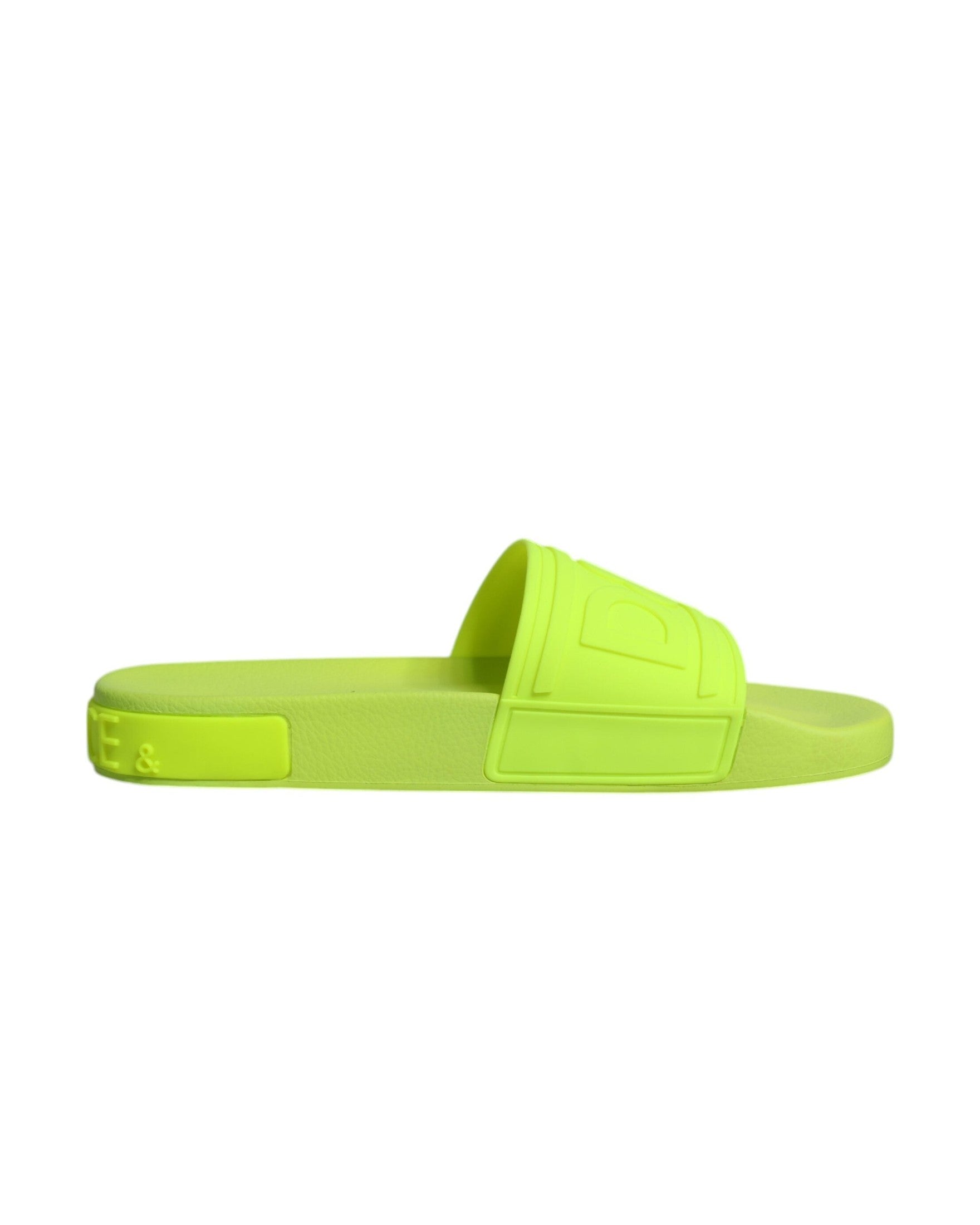Dolce & Gabbana Green Rubber Slides Sandals Beachwear Shoes Glam Steals