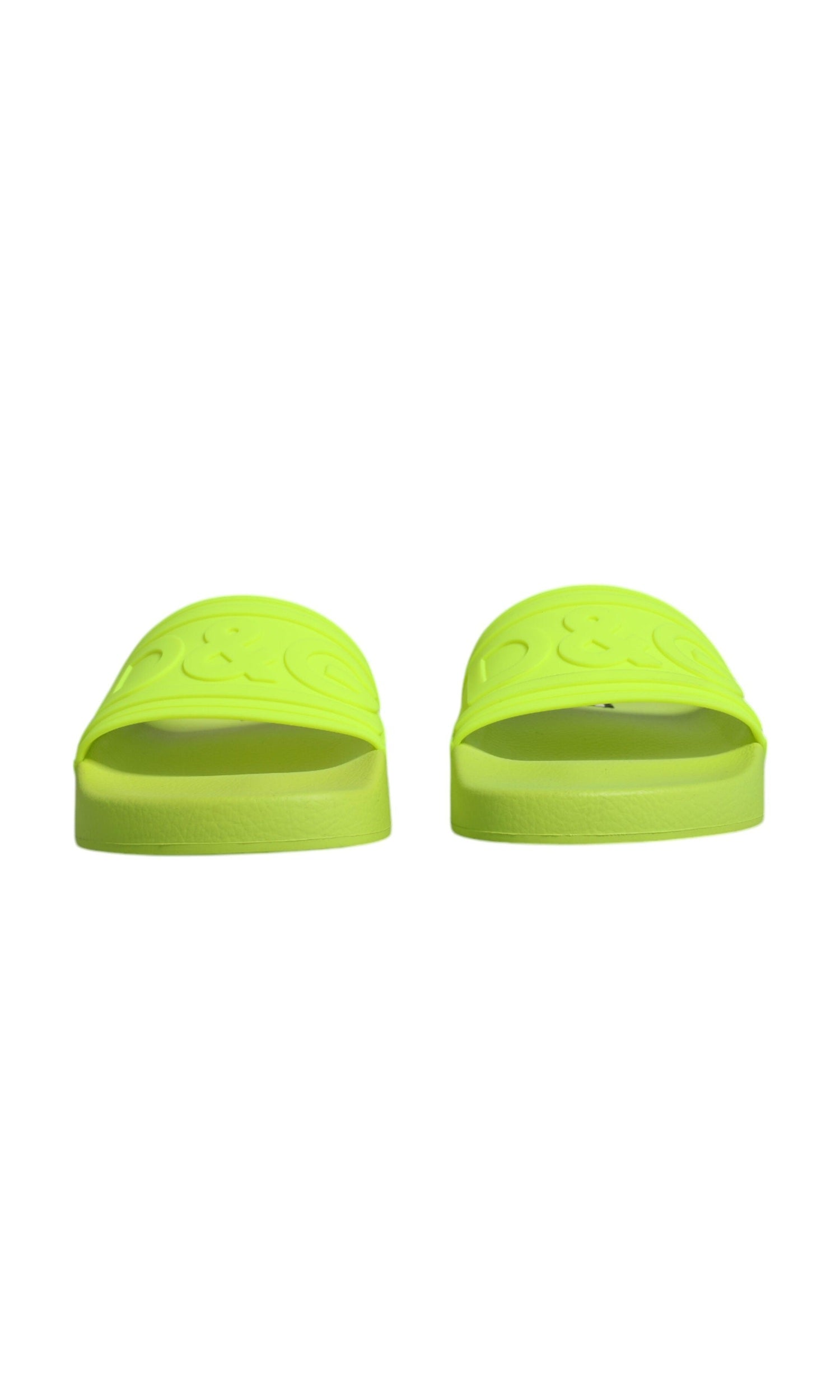 Dolce & Gabbana Green Rubber Slides Sandals Beachwear Shoes Glam Steals