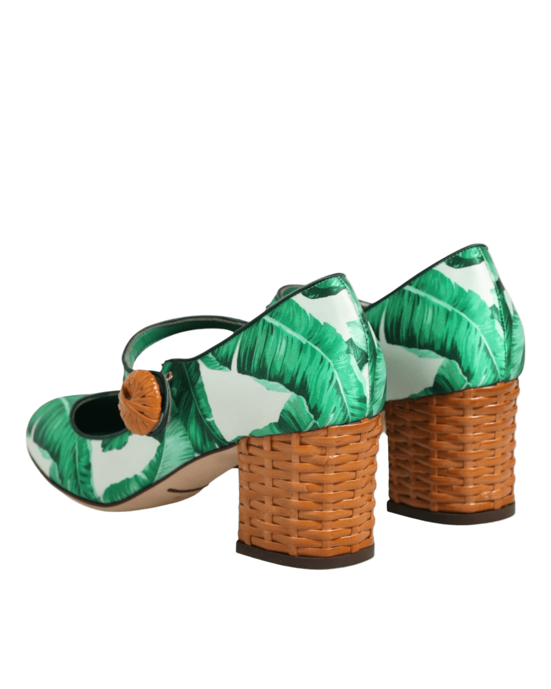 Dolce & Gabbana Green Silk Mary Janes Leaf Sandals Shoes Glam Steals