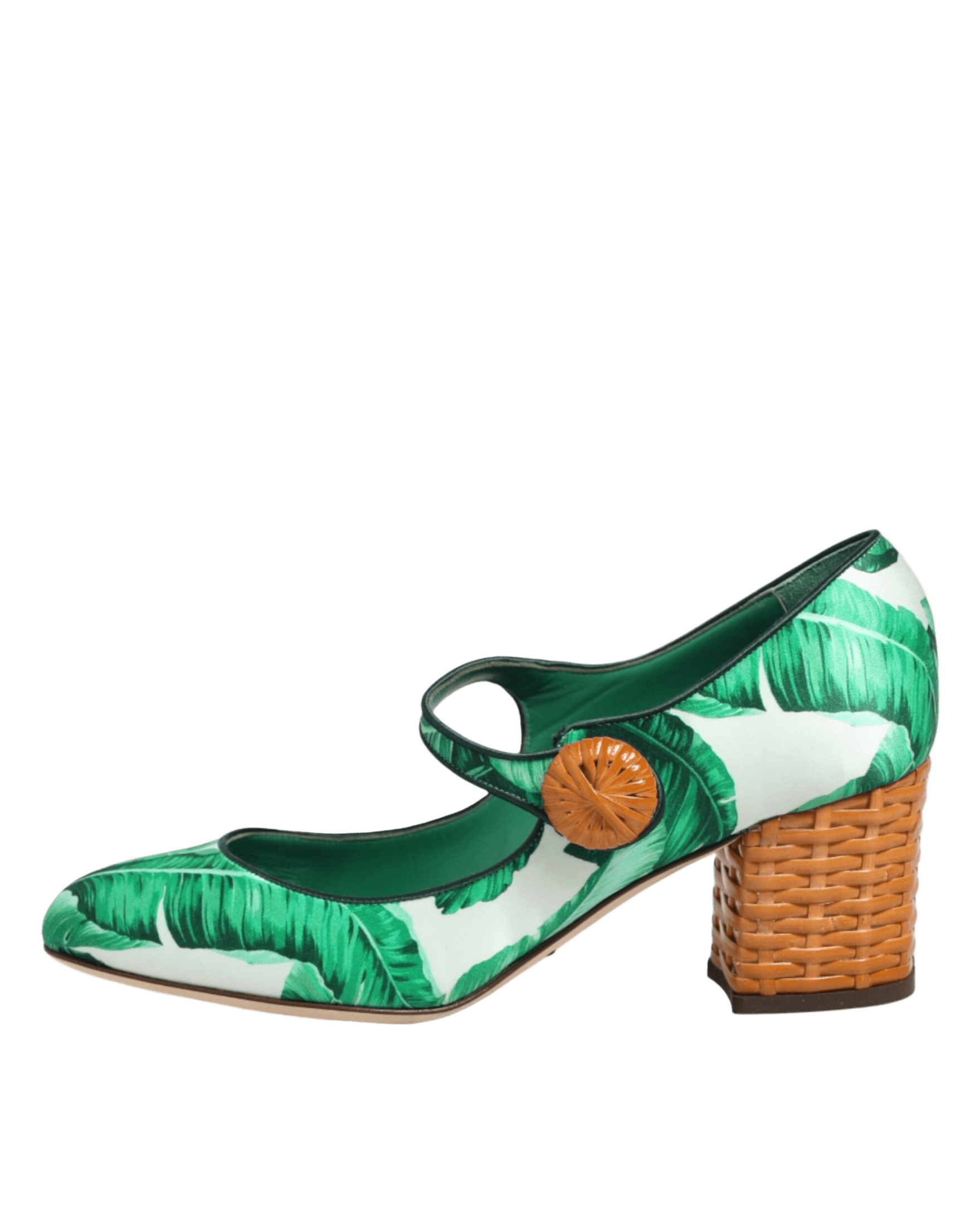 Dolce & Gabbana Green Silk Mary Janes Leaf Sandals Shoes Glam Steals