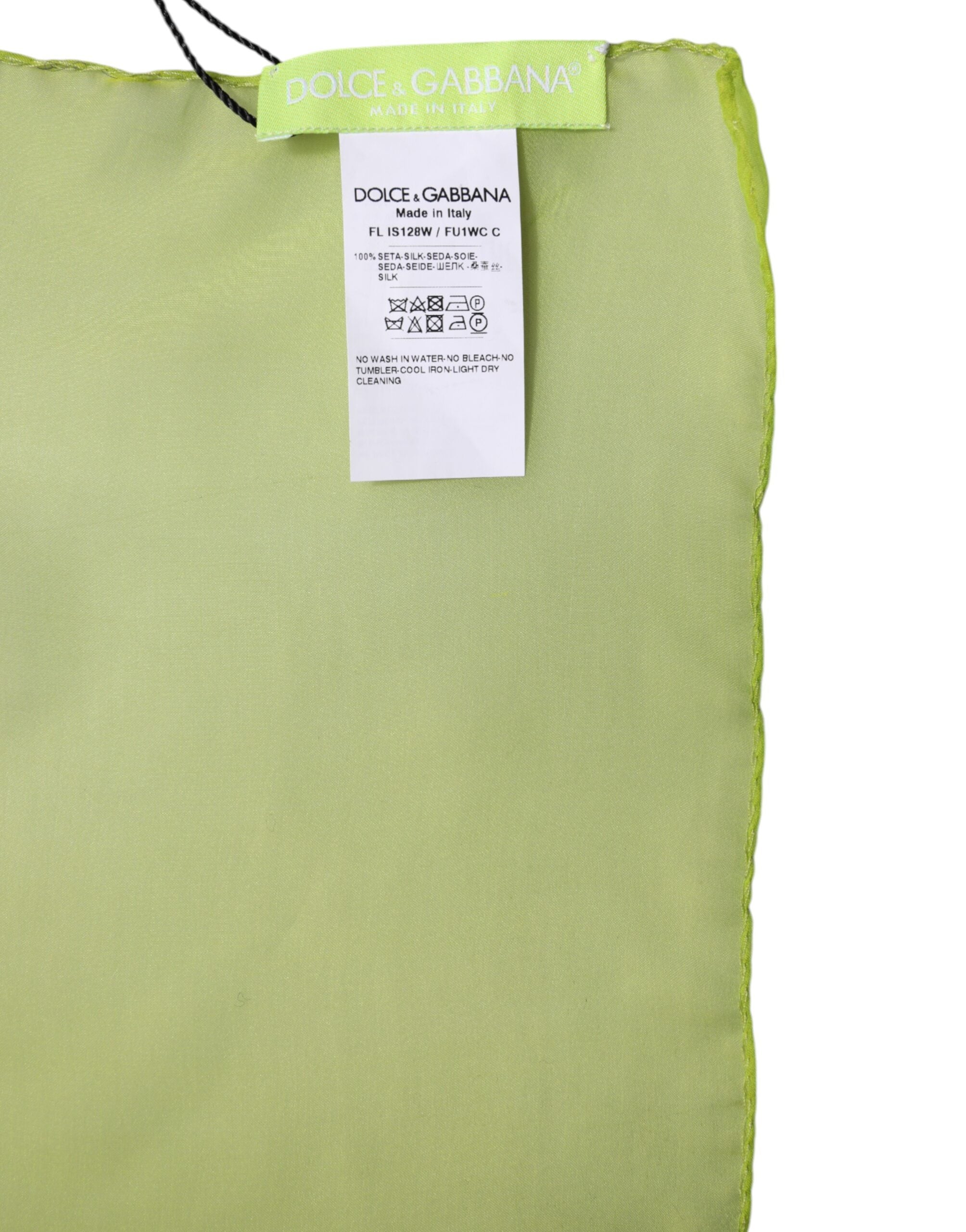 Dolce & Gabbana Green Silk Rectangle Wrap Shawl Neck Warmer Scarf Glam Steals