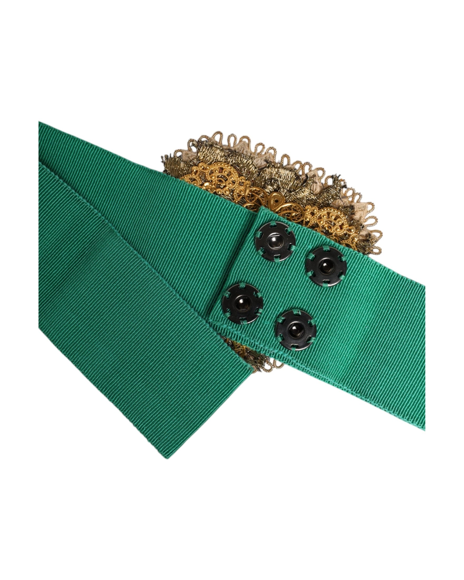 Dolce & Gabbana Green Stretch Wide Waist Heart Embellished Belt Glam Steals