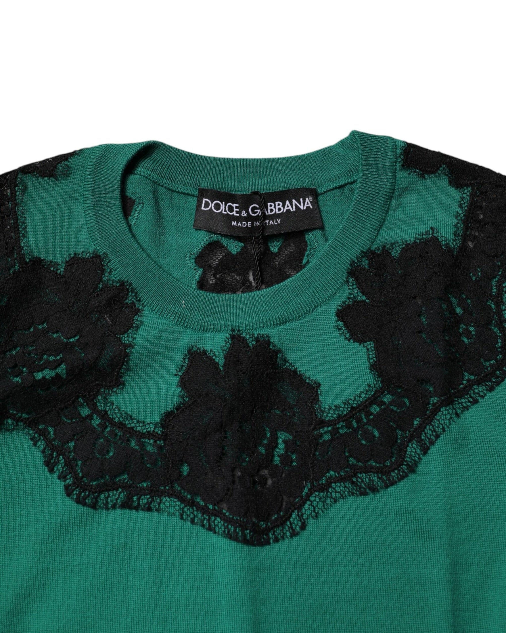 Dolce & Gabbana Green Wool Lace Detail Sleeveless Tank Top Glam Steals