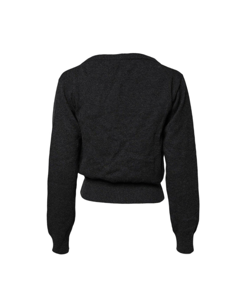 Dolce & Gabbana Grey Cashmere Deep V Neck Pullover Sweater Sweaters