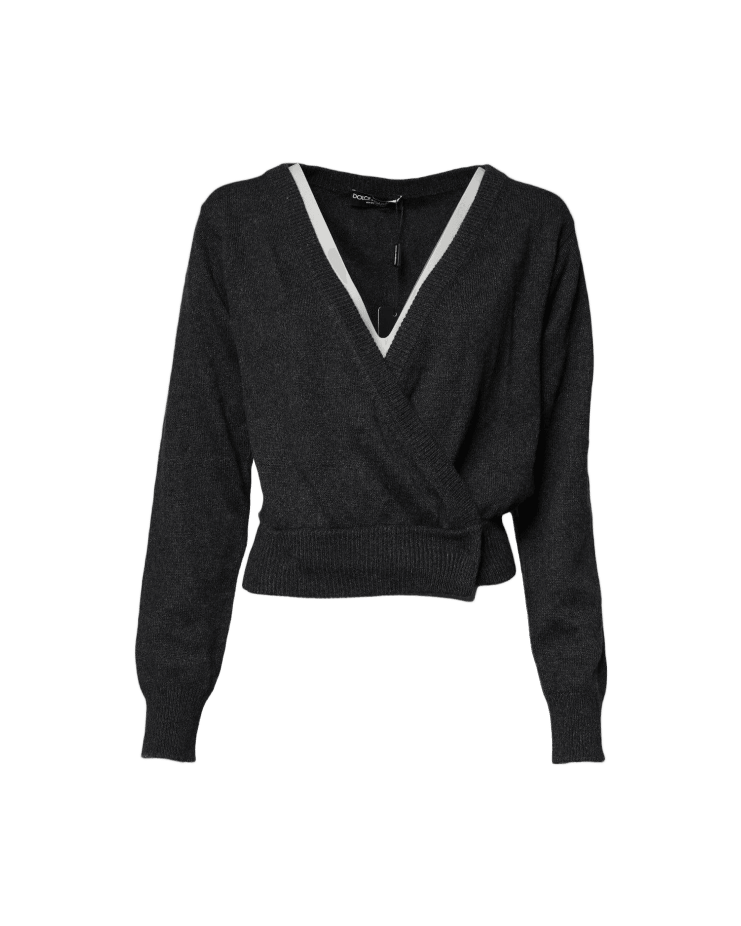 Dolce & Gabbana Grey Cashmere Deep V Neck Pullover Sweater Glam Steals