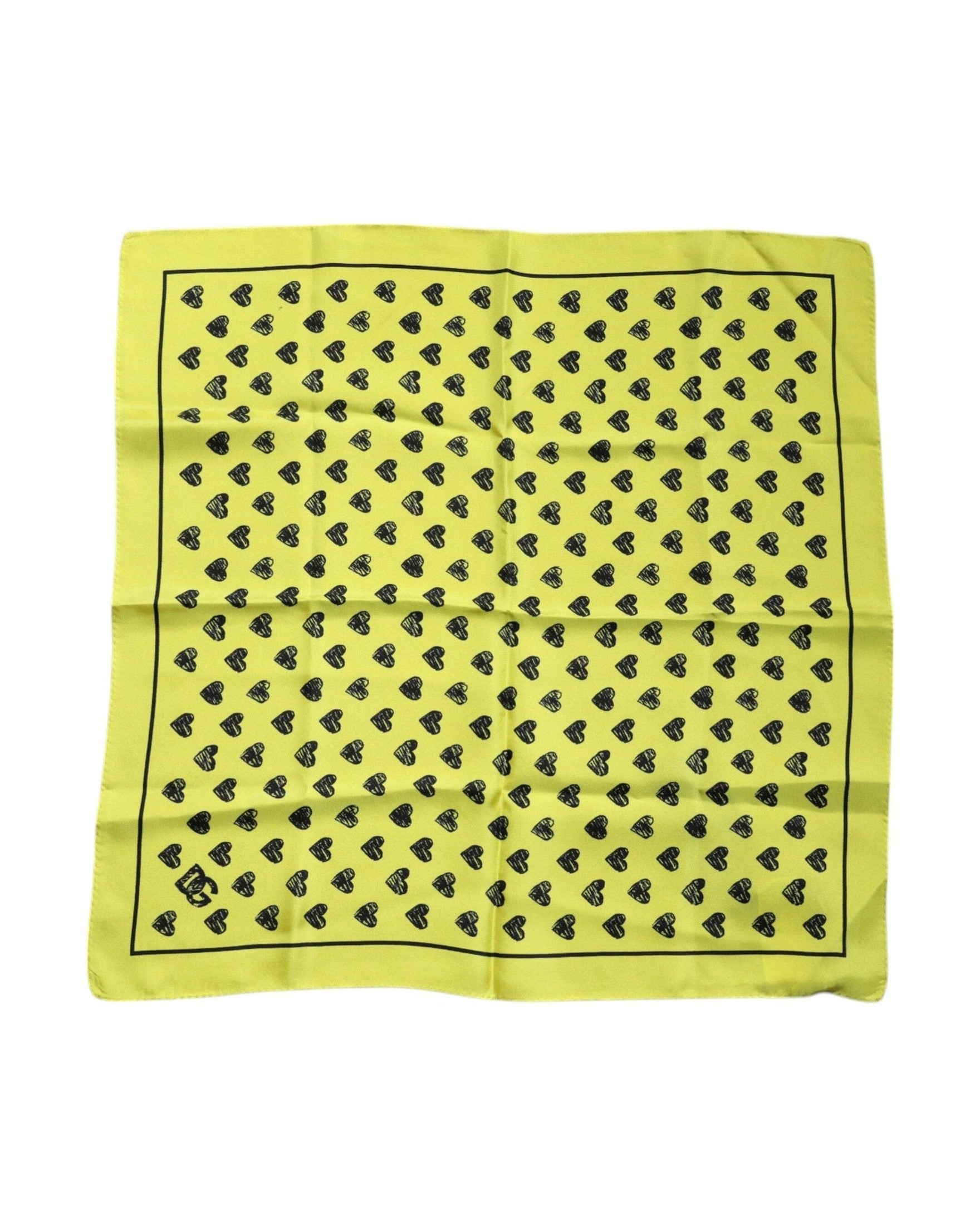 Dolce & Gabbana Hearts Silk Square Bandana Yellow Scarf Glam Steals