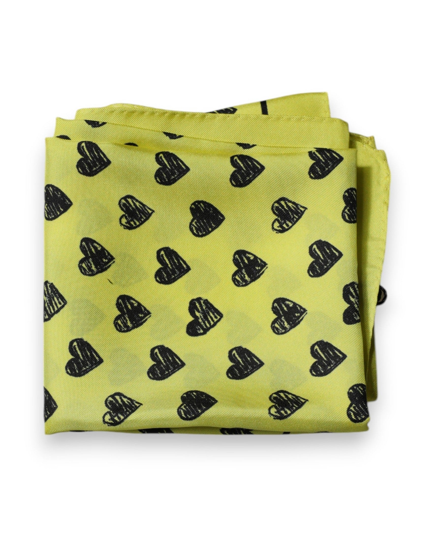 Dolce & Gabbana Hearts Silk Square Bandana Yellow Scarf Glam Steals