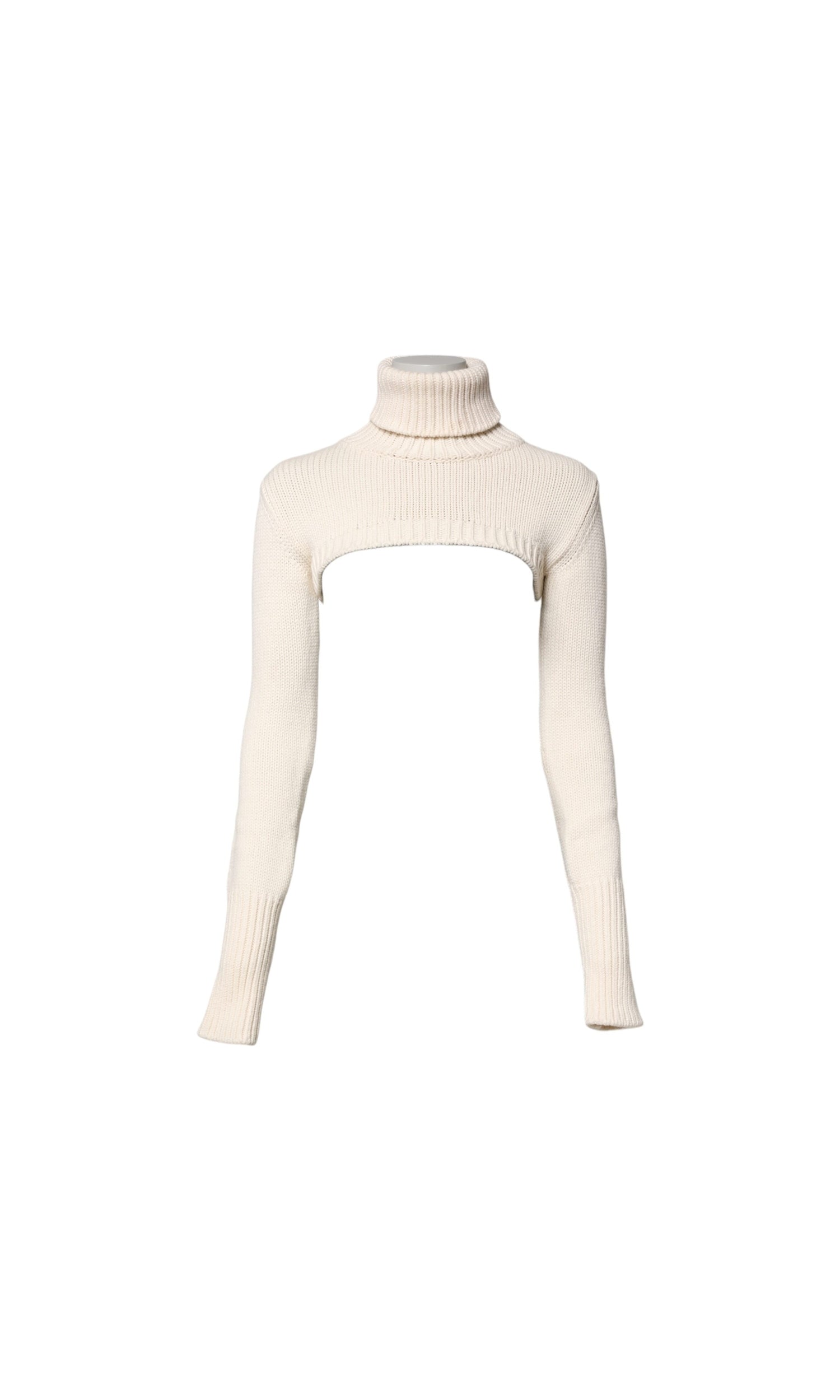 Dolce & Gabbana Ivory Cashmere Turtleneck Cropped Top Sweater Glam Steals