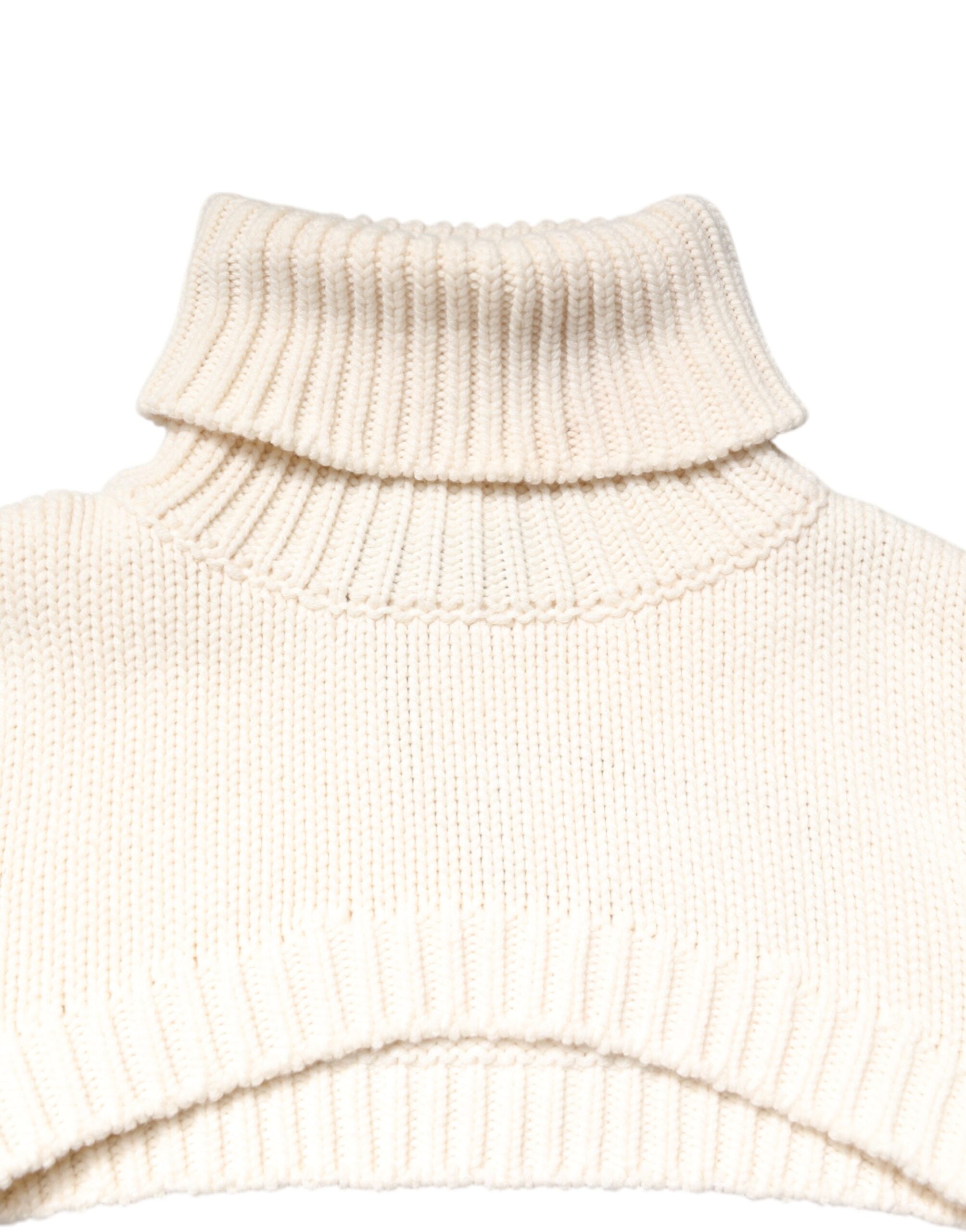 Dolce & Gabbana Ivory Cashmere Turtleneck Cropped Top Sweater Glam Steals