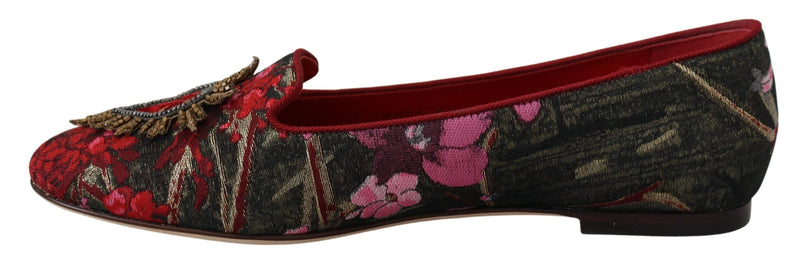 Dolce & Gabbana Jacquard Sacred Heart Patch Slip On Shoes Glam Steals