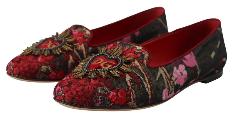 Dolce & Gabbana Jacquard Sacred Heart Patch Slip On Shoes Glam Steals
