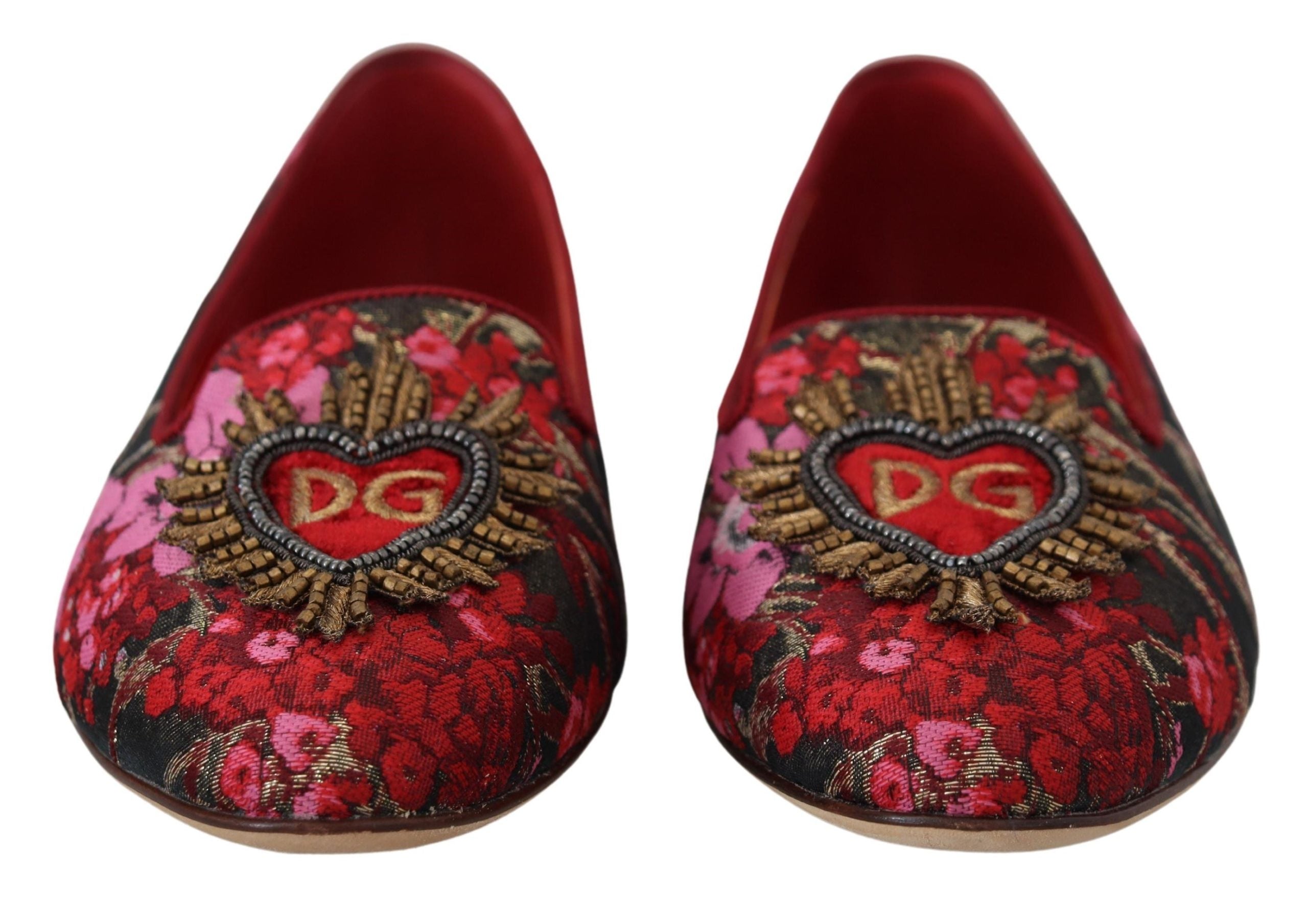 Dolce & Gabbana Jacquard Sacred Heart Patch Slip On Shoes Glam Steals