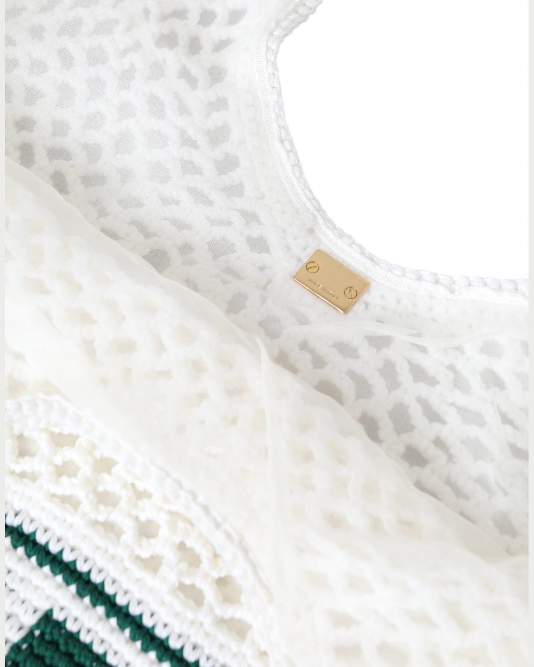 Dolce & Gabbana Knitted Cotton Logo Shopping Tote White Green Bag Glam Steals