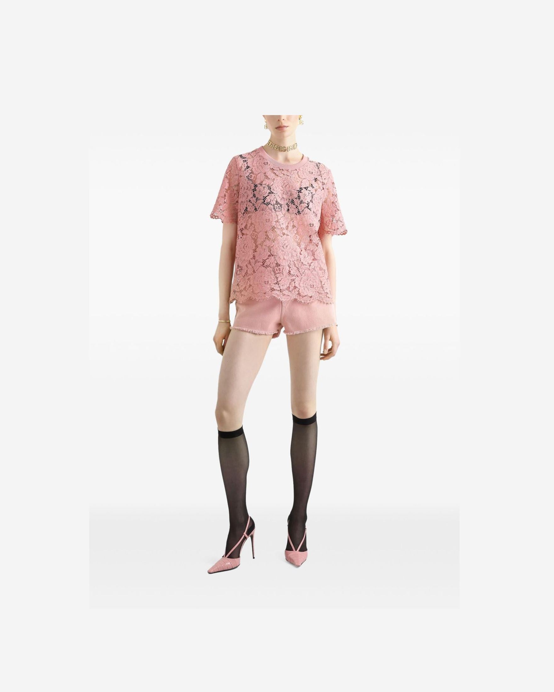 Dolce & Gabbana Lace Corded Short Sleeved T-shirt Glam Steals
