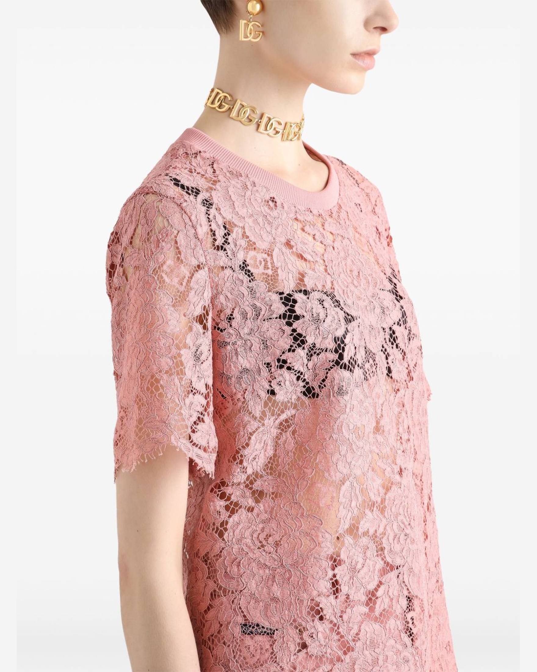 Dolce & Gabbana Lace Corded Short Sleeved T-shirt Glam Steals