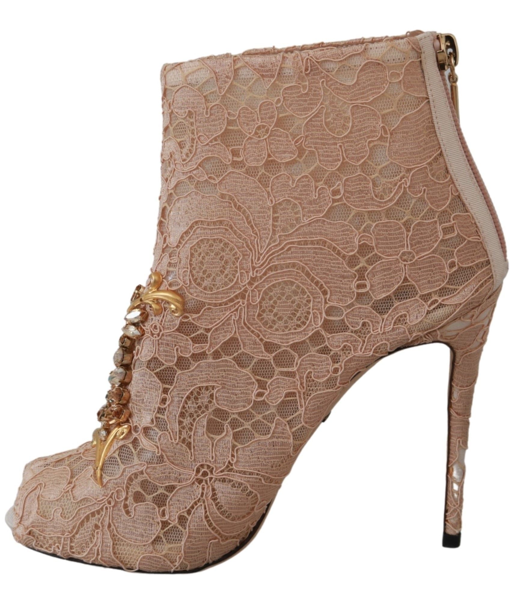 Dolce & Gabbana Lace Crystal Booties Stilettos Shoes Glam Steals