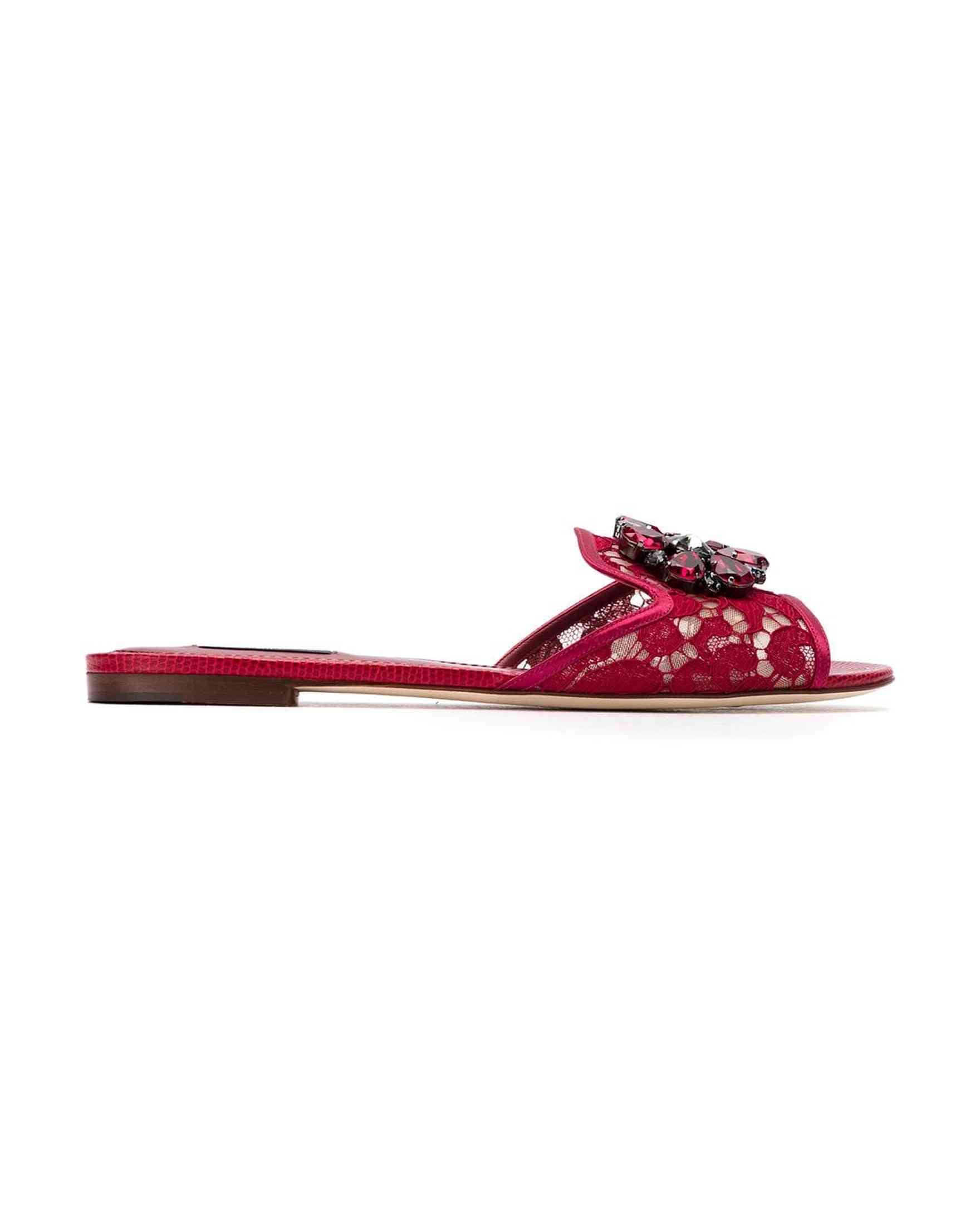 Dolce & Gabbana Lace Rainbow Brooch Detail Sandals Glam Steals