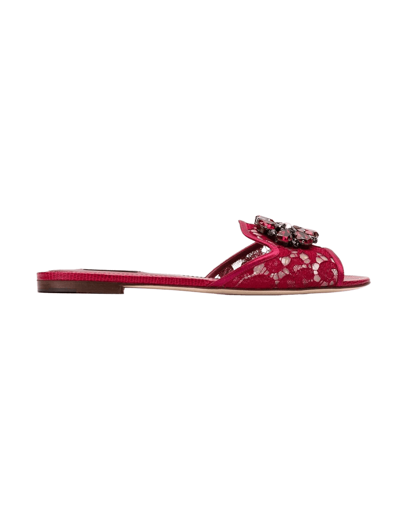 Dolce & Gabbana Lace Rainbow Brooch Detail Sandals Glam Steals