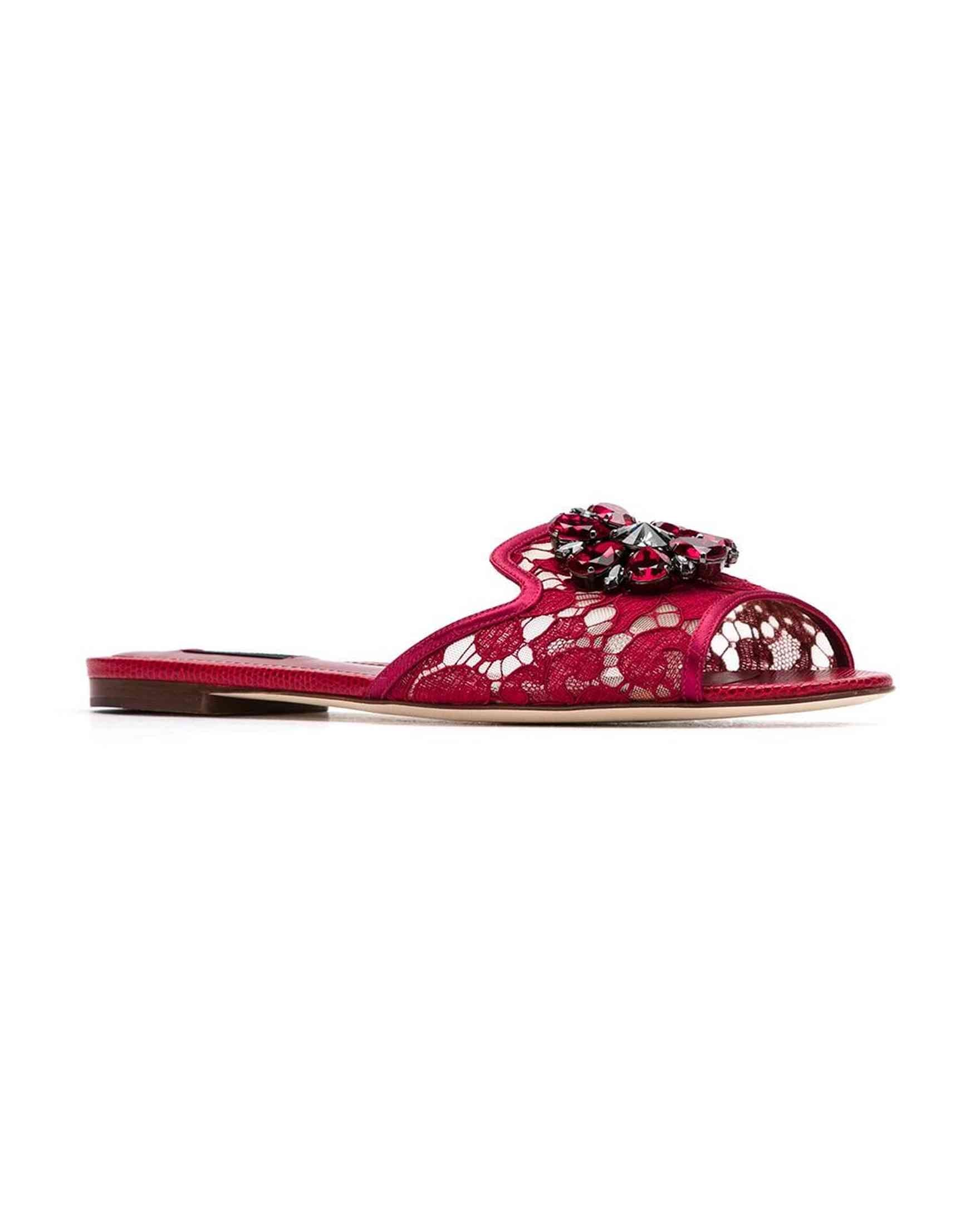 Dolce & Gabbana Lace Rainbow Brooch Detail Sandals Glam Steals
