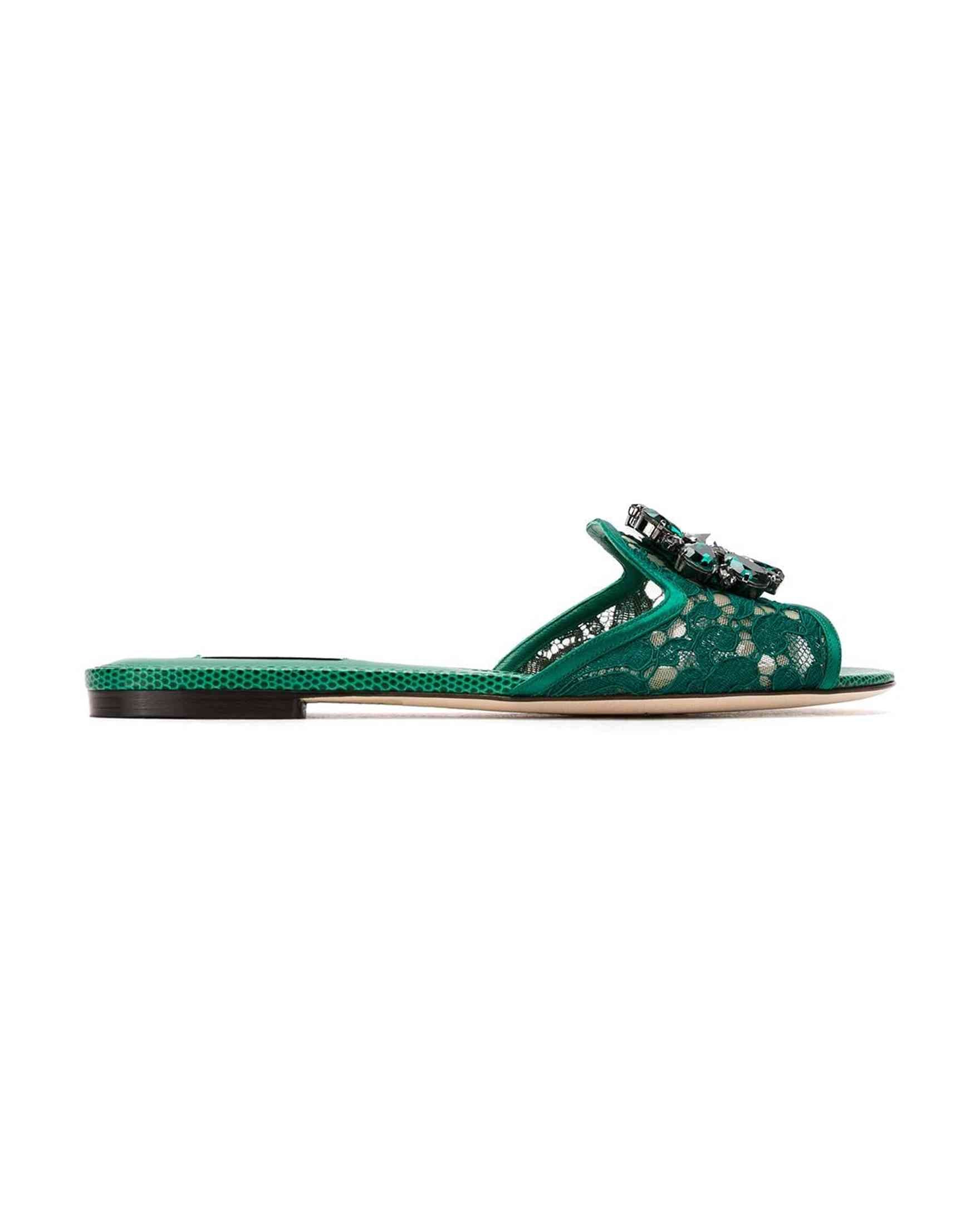 Dolce & Gabbana Lace Slippers in with Crystals Glam Steals