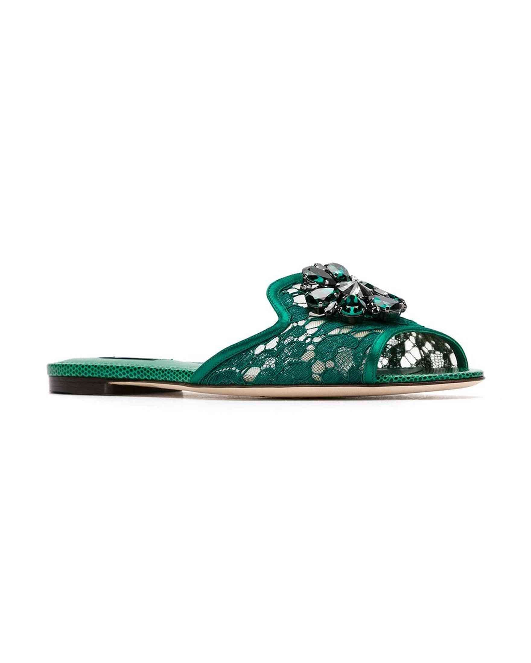 Dolce & Gabbana Lace Slippers in with Crystals Glam Steals