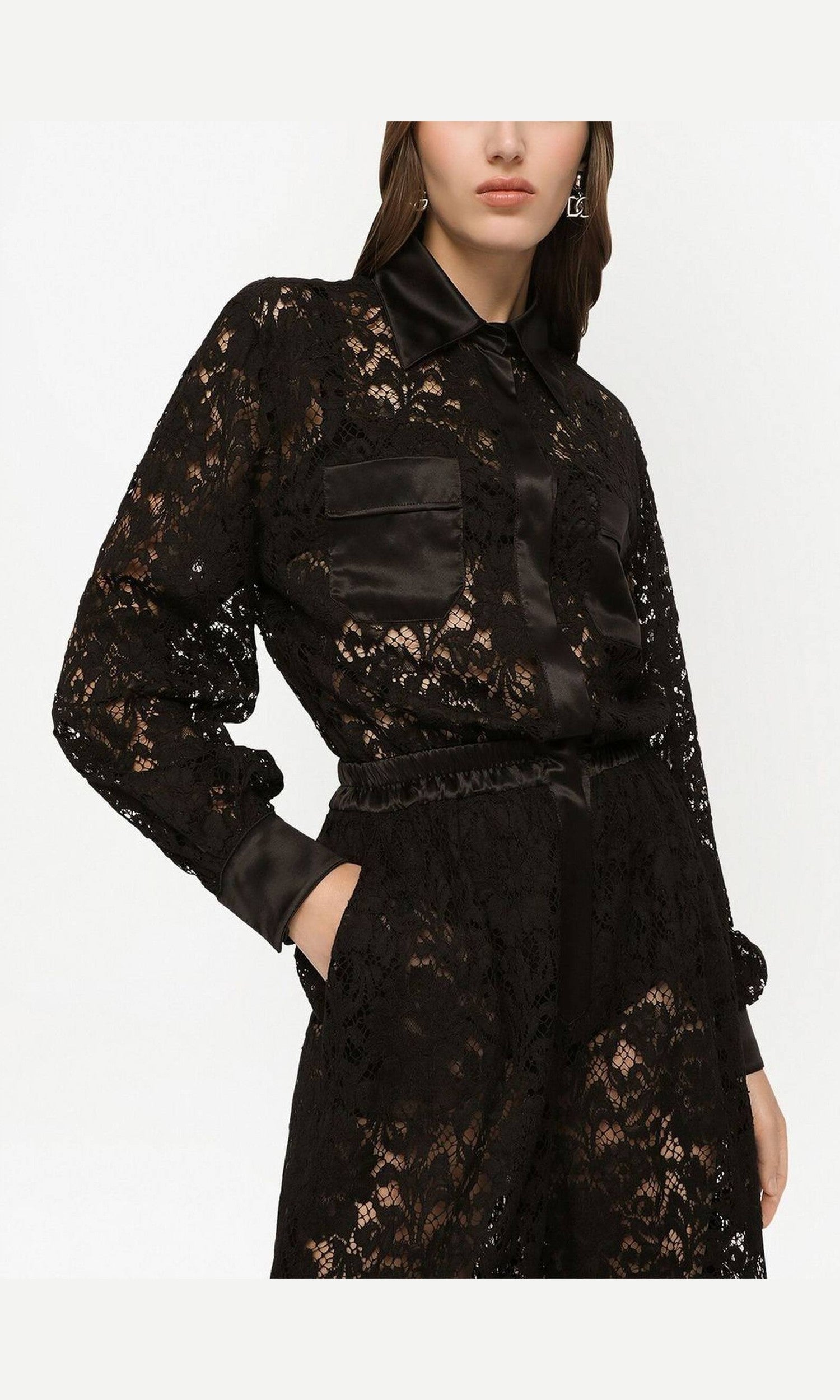 Dolce & Gabbana Lace Trim Long Sleeve Jumpsuit Glam Steals