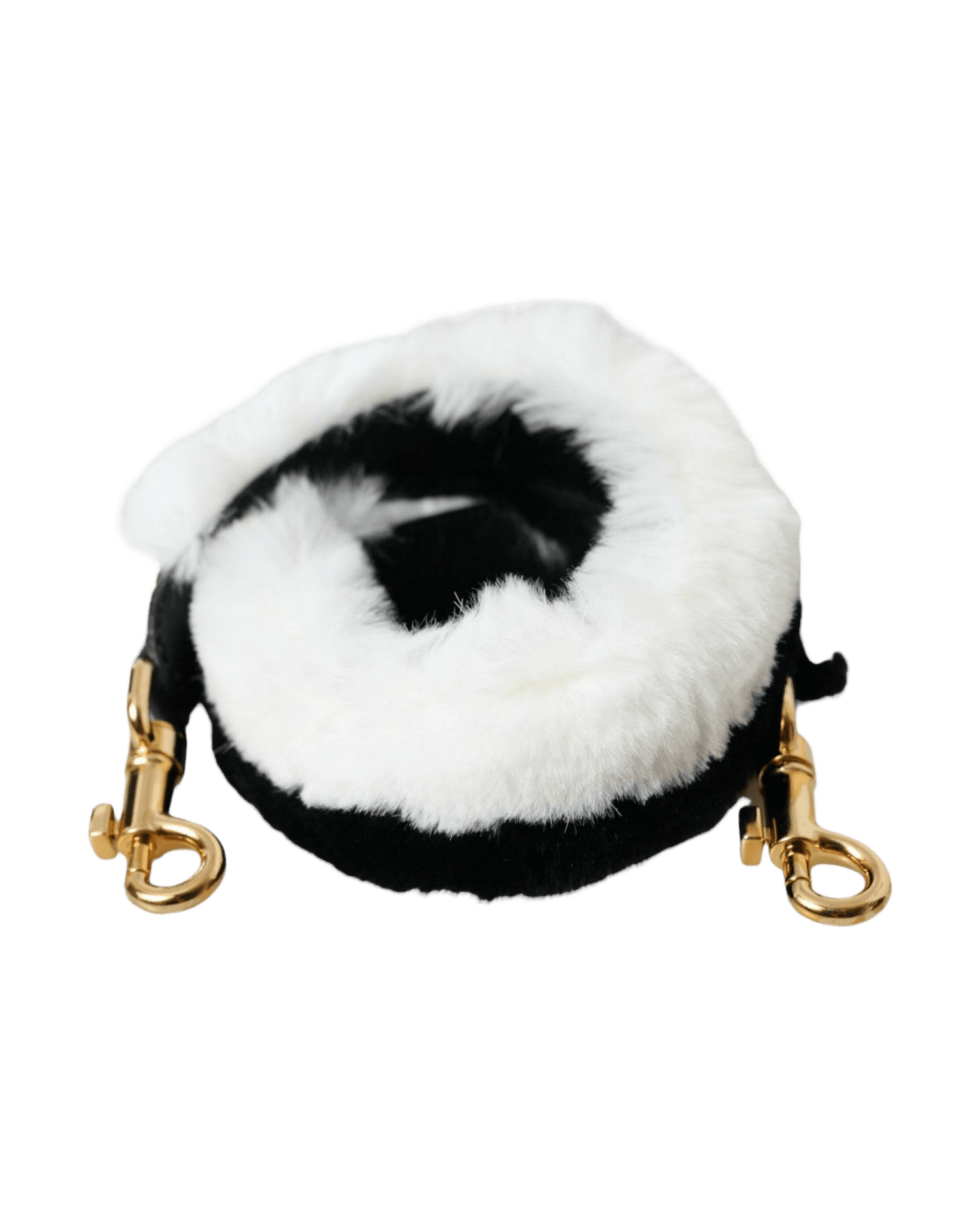 Dolce & Gabbana Lapin Fur Accessory Shoulder Black White Strap Glam Steals