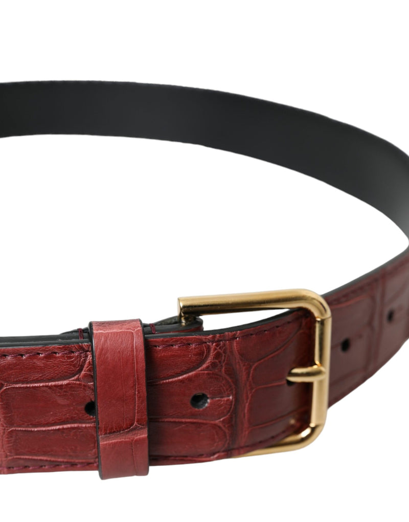Dolce & Gabbana Leather Alligator Studded Metal Buckle Belt Glam Steals