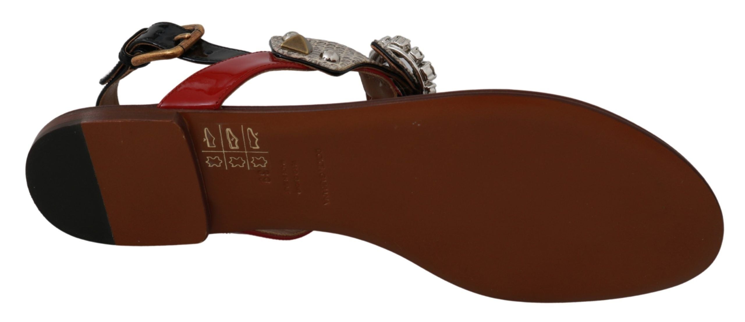 Dolce & Gabbana Leather Ayers Crystal Sandals Flip Flops Shoes Glam Steals