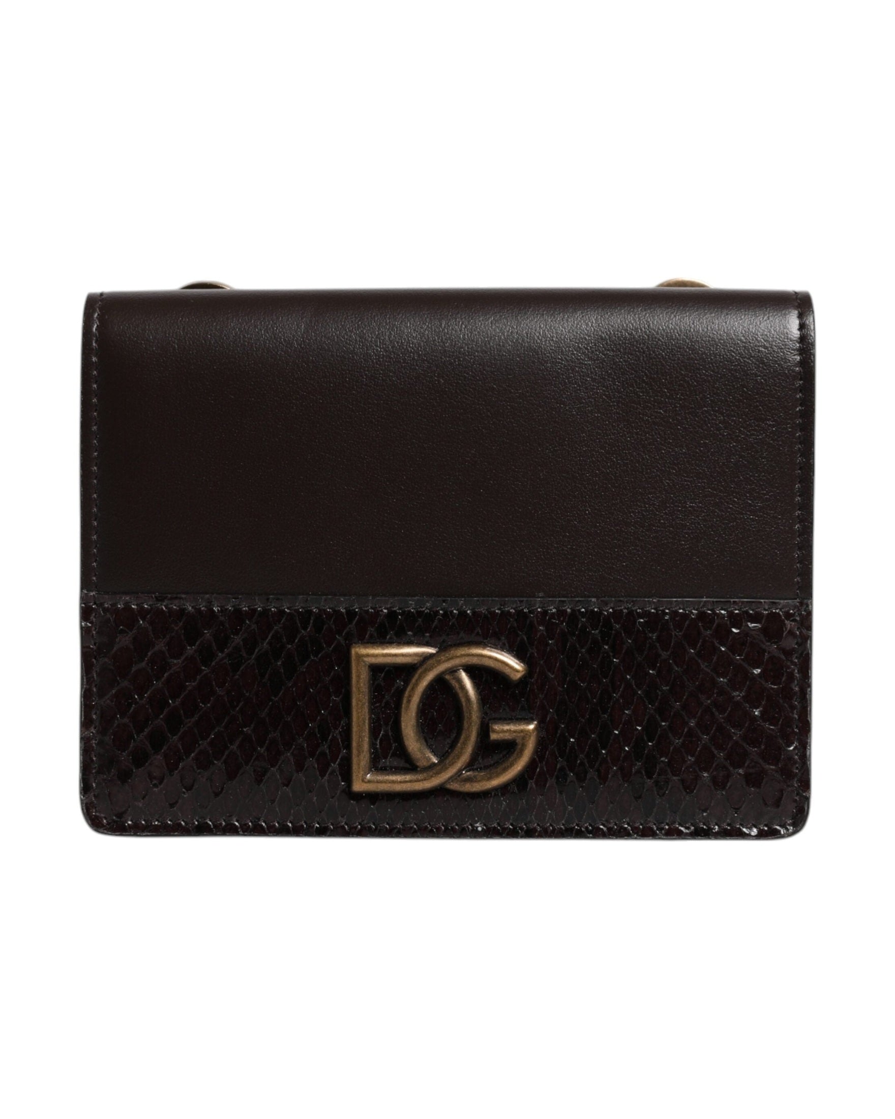 Dolce & Gabbana Leather Bifold Dg Logo Cardholder Sling Strap Brown Wallet Glam Steals
