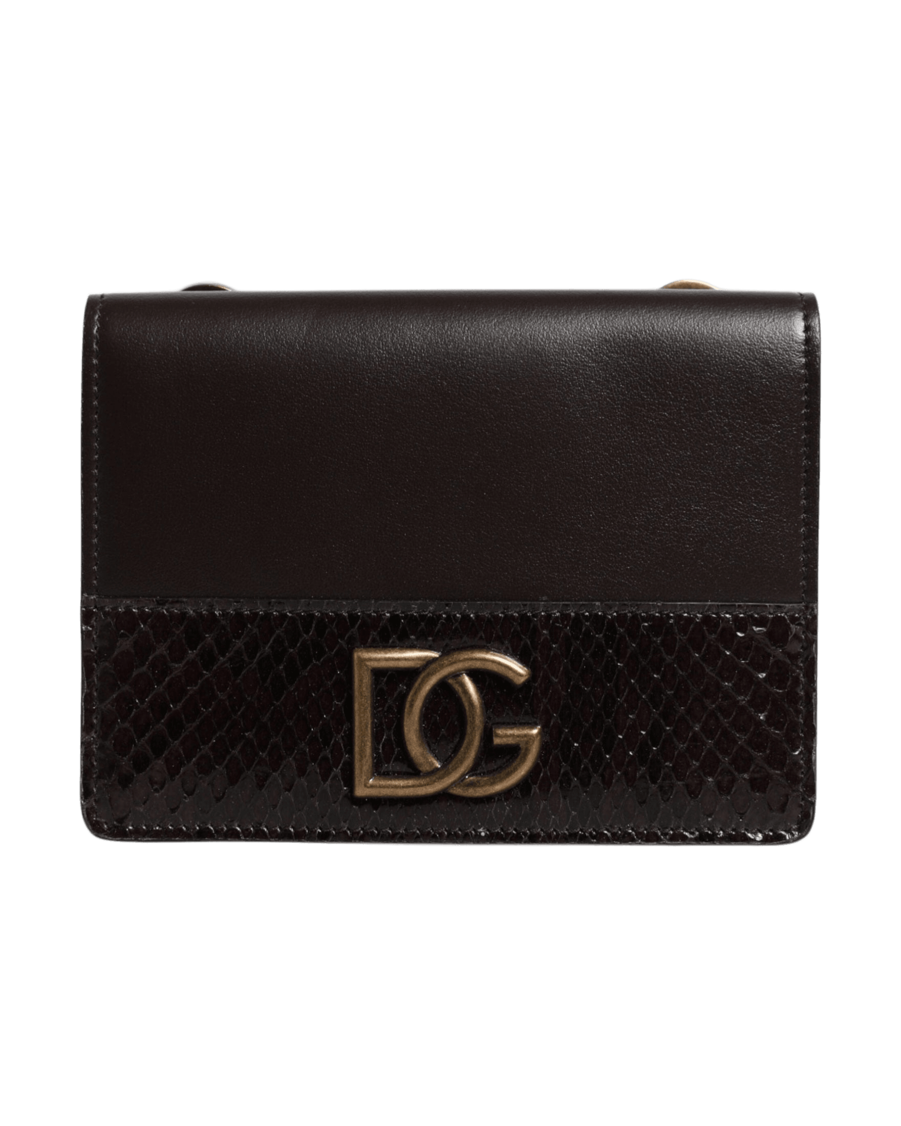 Dolce & Gabbana Leather Bifold Dg Logo Cardholder Sling Strap Brown Wallet Glam Steals