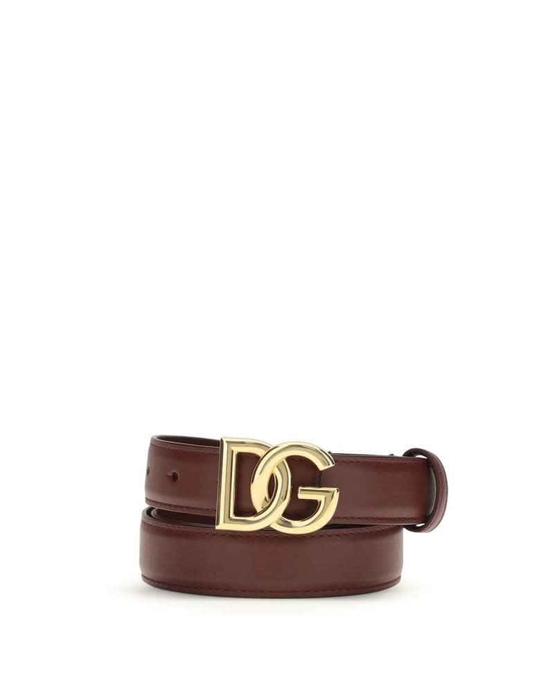 Dolce & Gabbana Leather Bordeaux Calf Bos Taurus Regular Belt 