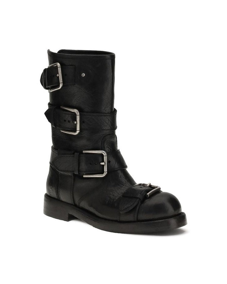Dolce & Gabbana Leather Buckled Boots Glam Steals