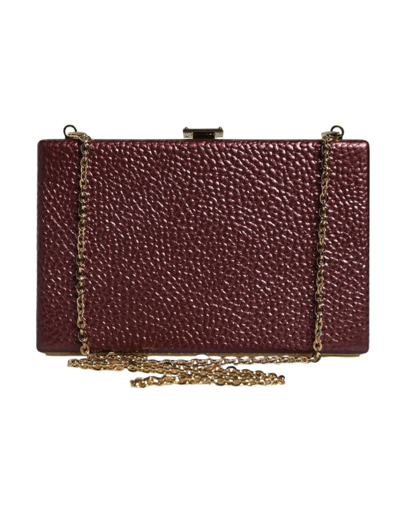 Dolce & Gabbana Leather Clutch Evening Crossbody Maroon Bag Glam Steals