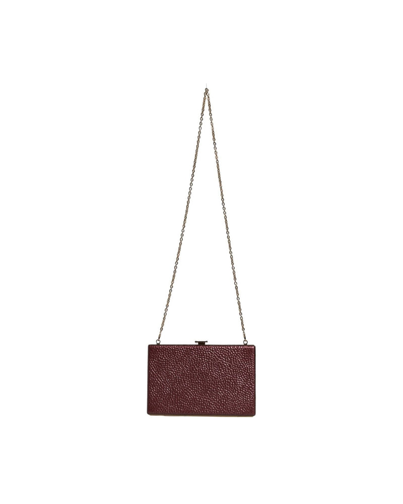 Dolce & Gabbana Leather Clutch Evening Crossbody Maroon Bag Glam Steals