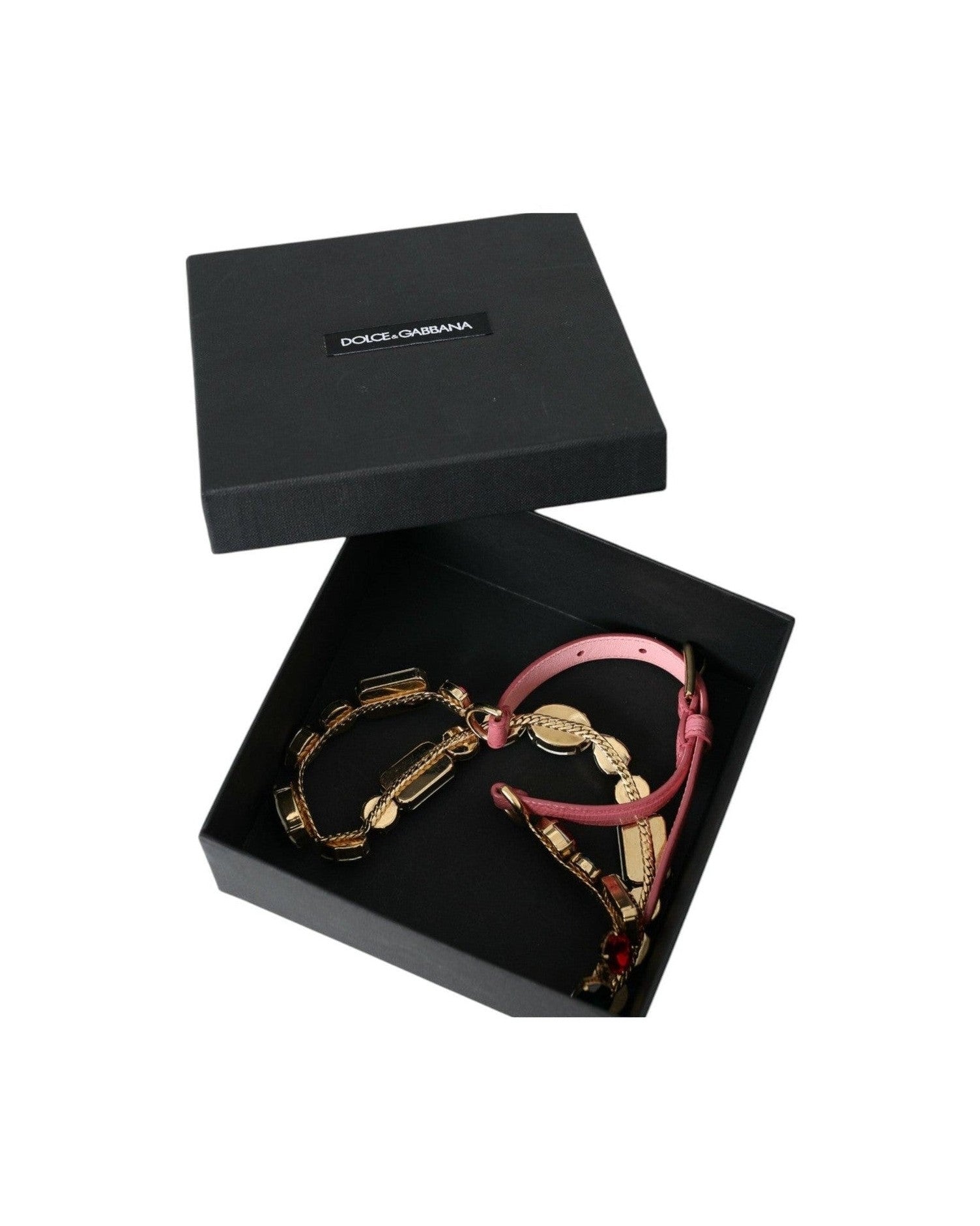 Dolce & Gabbana Leather Crystal Chain Embellished Pink Belt Glam Steals