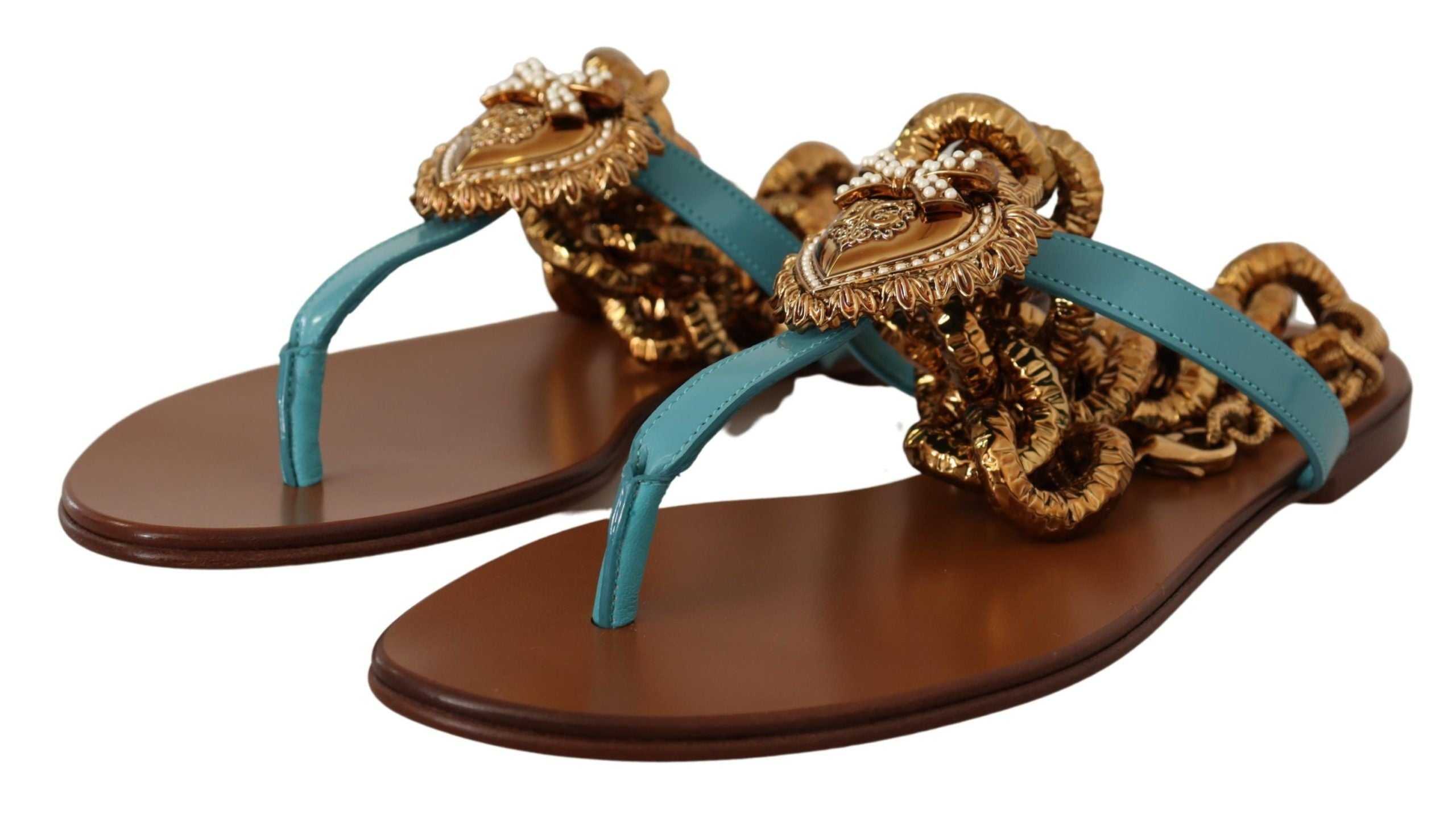 Dolce & Gabbana Leather Devotion Flats Sandals Glam Steals