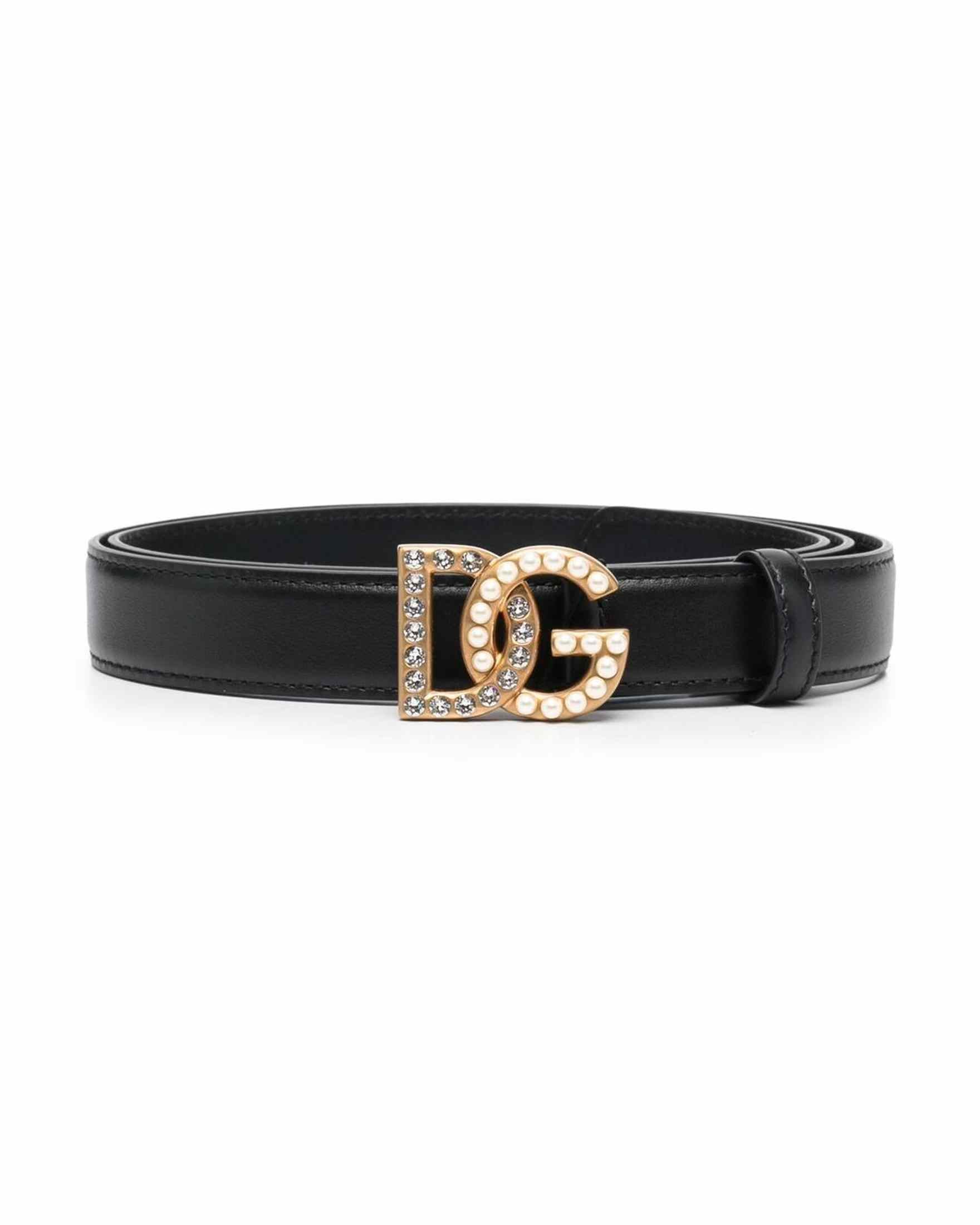 Dolce & Gabbana Leather Dg Logo Embellished Belt Glam Steals