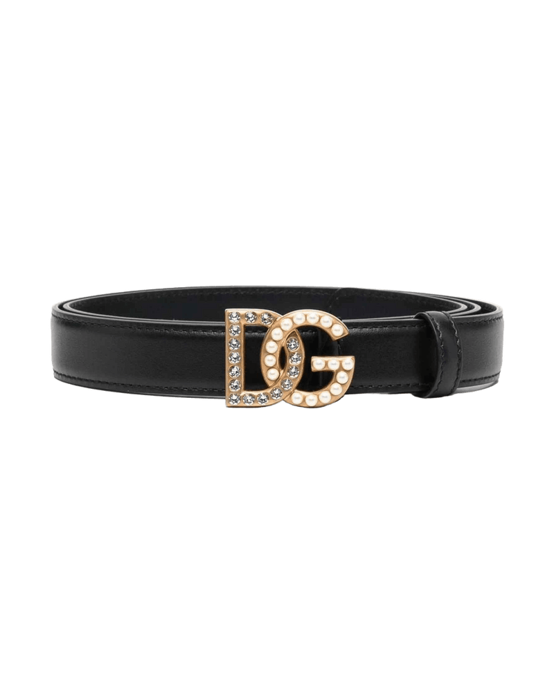 Dolce & Gabbana Leather Dg Logo Embellished Belt Glam Steals