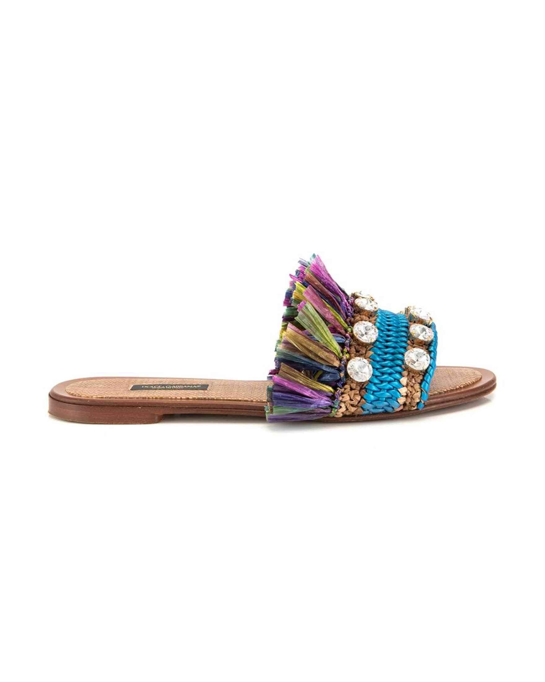Dolce & Gabbana Leather Di Lambskin Multicolor Sandal Glam Steals
