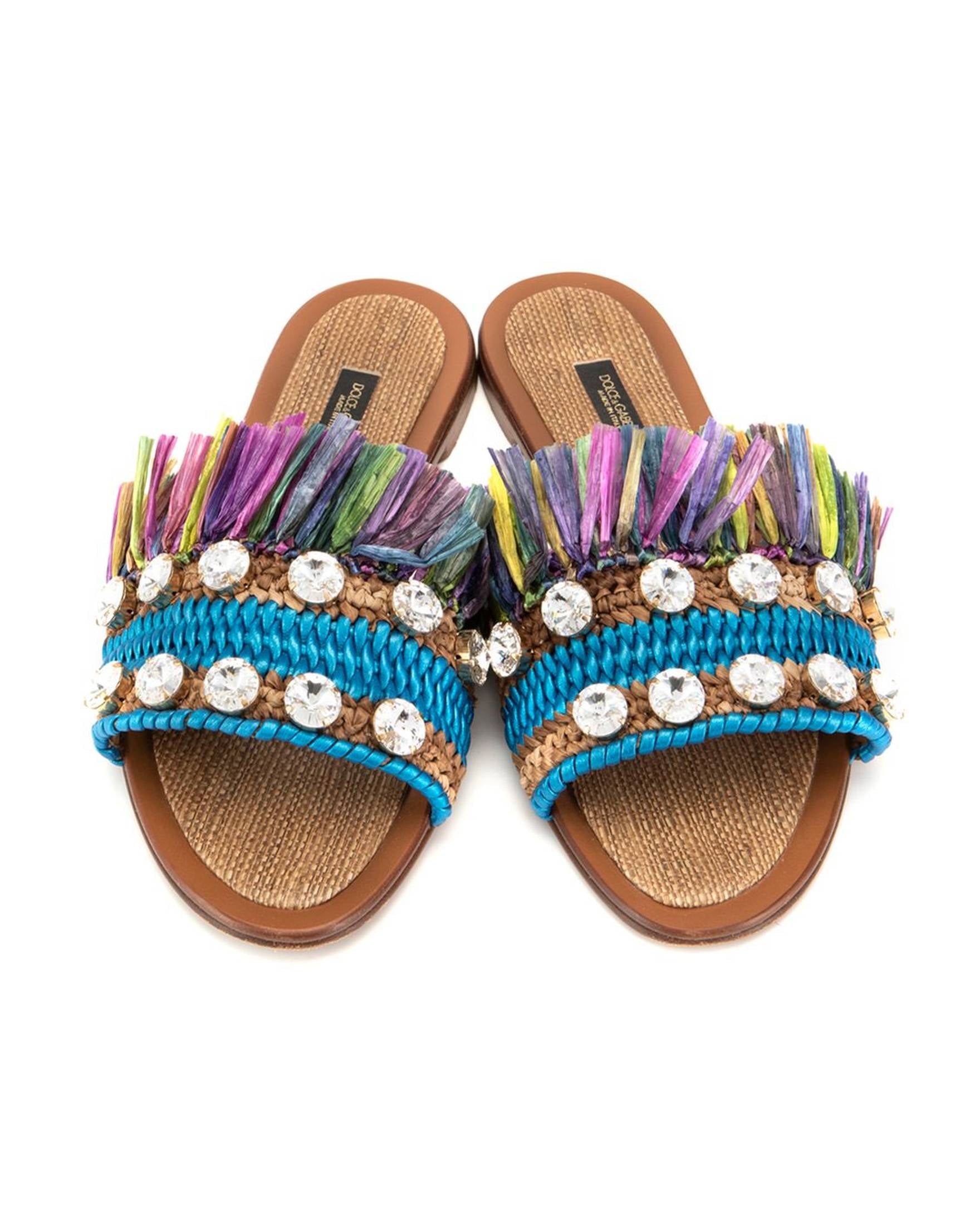 Dolce & Gabbana Leather Di Lambskin Multicolor Sandal Glam Steals