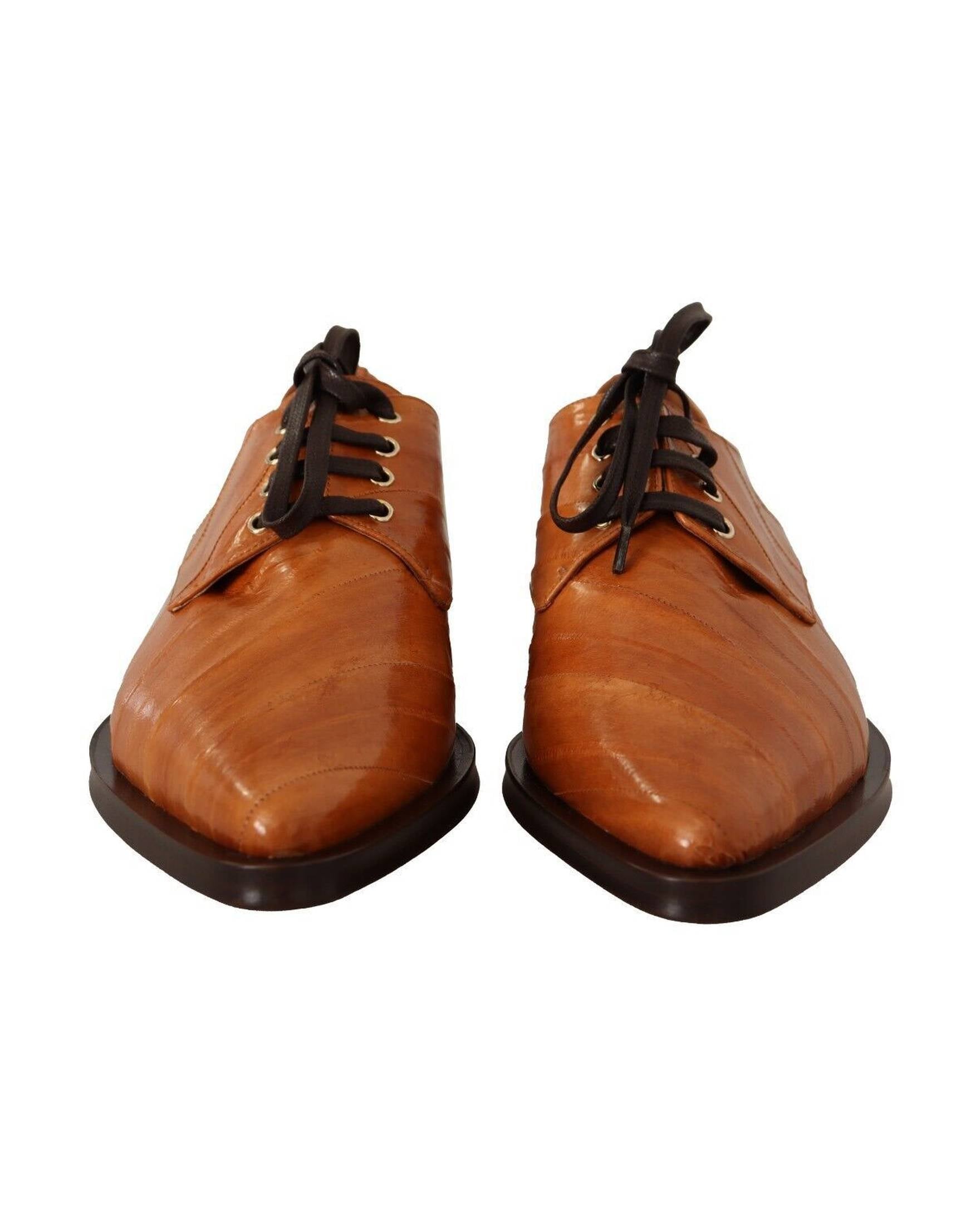 Dolce & Gabbana Leather Elegant Eel Lace Up Formal Flats Glam Steals