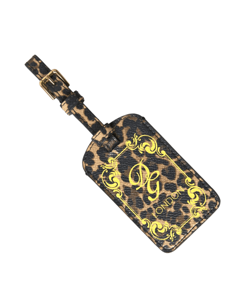 Dolce & Gabbana Leather Elegant Leopard Luggage Tag Glam Steals
